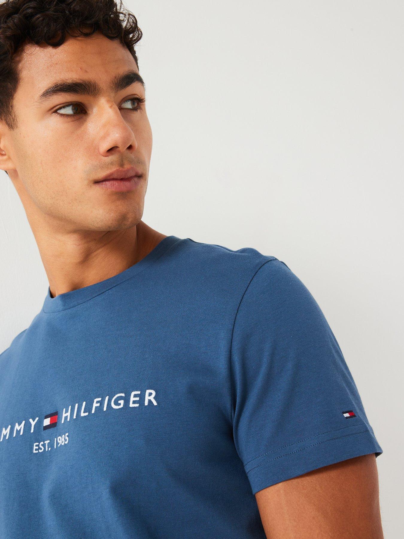 Image 4 of 4 of Tommy Hilfiger Linear Chest Logo T-Shirt - Blue