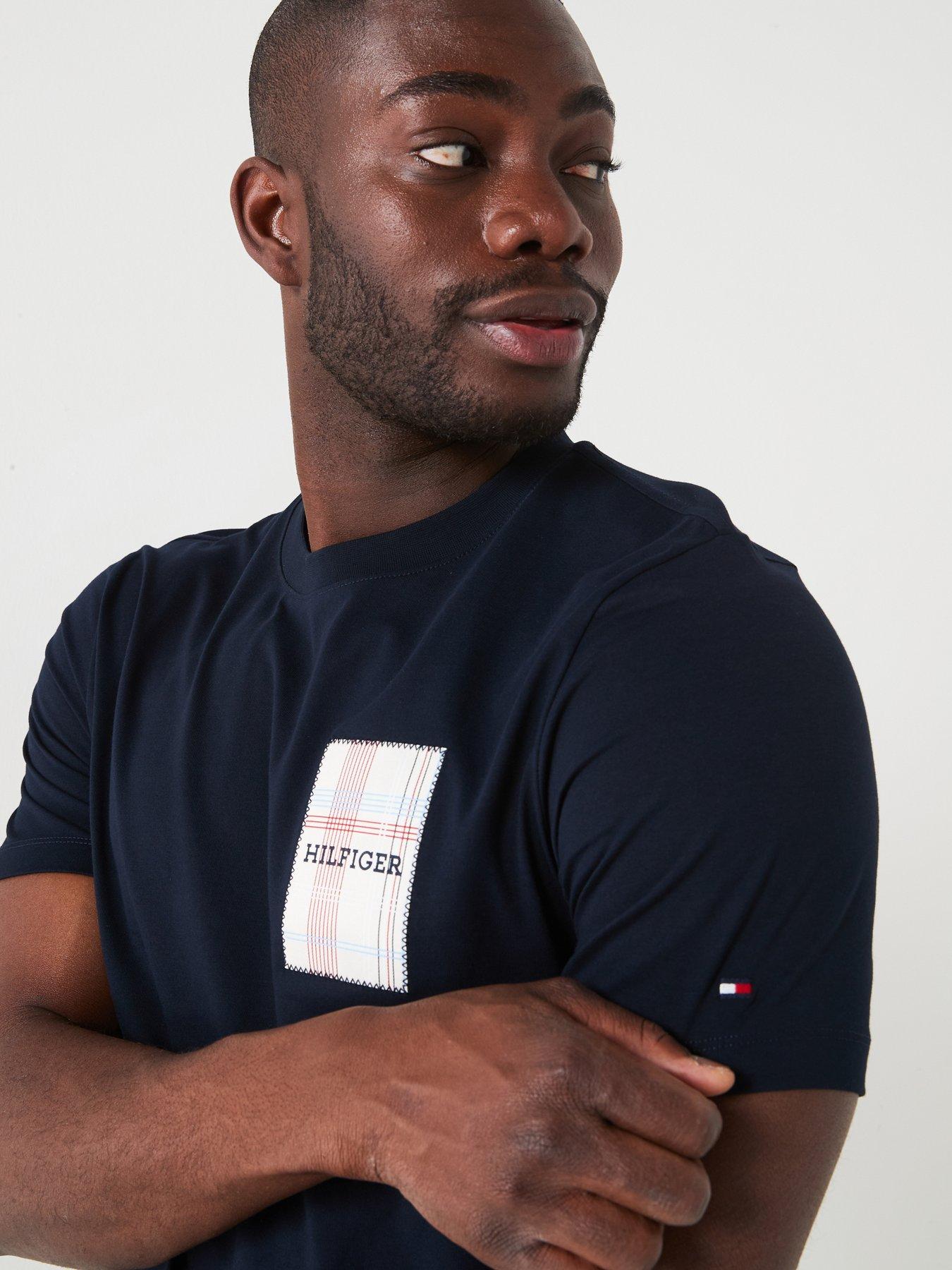 Tommy Hilfiger Monotype Woven Label T-shirt - Navy | Very.co.uk