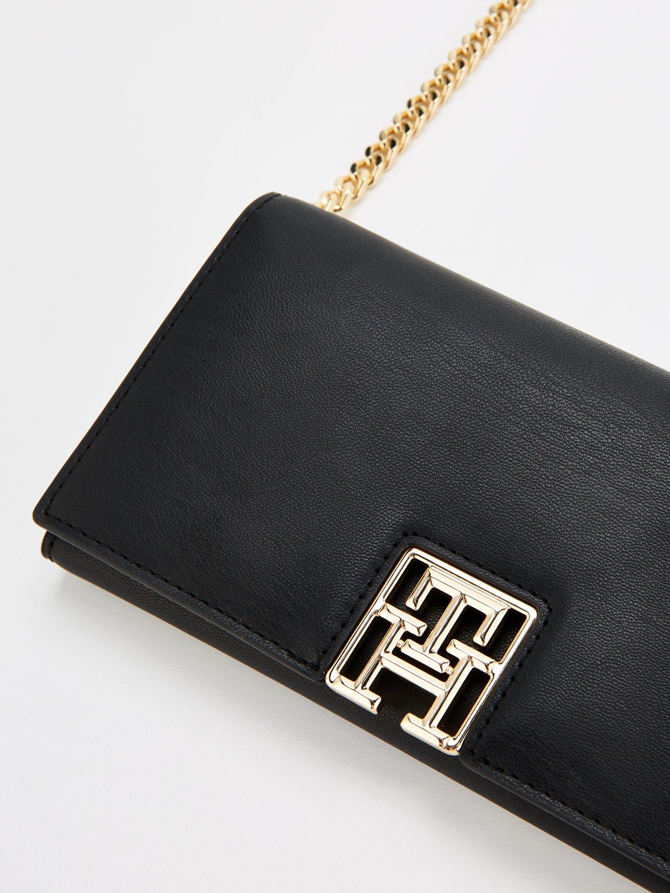 Tommy Hilfiger Metal Logo Flap Crossbody Bag - Black | Very.co.uk