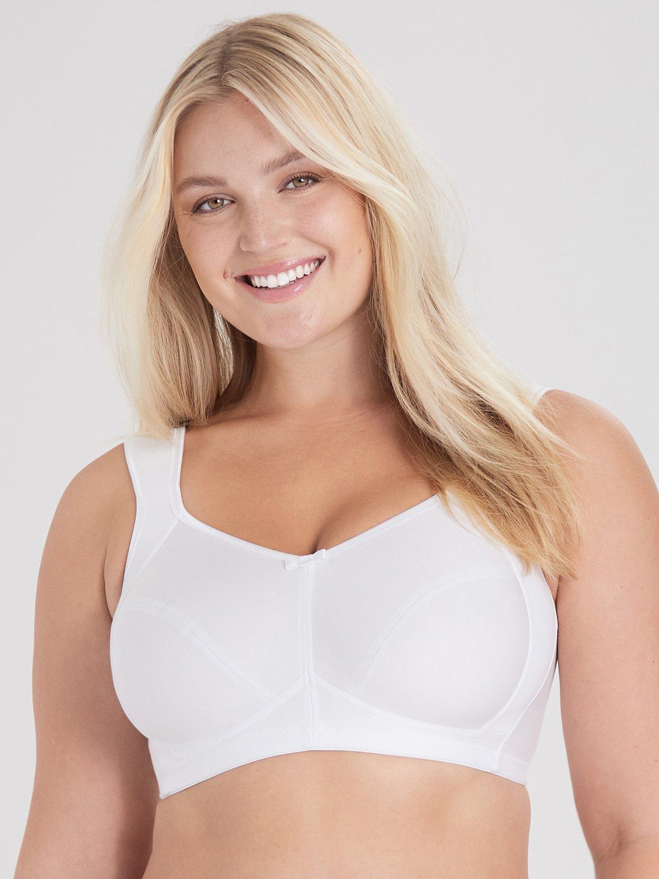 Miss Mary of Sweden Cotton Divide Non Wired Bra, White, Size 42F, Women
