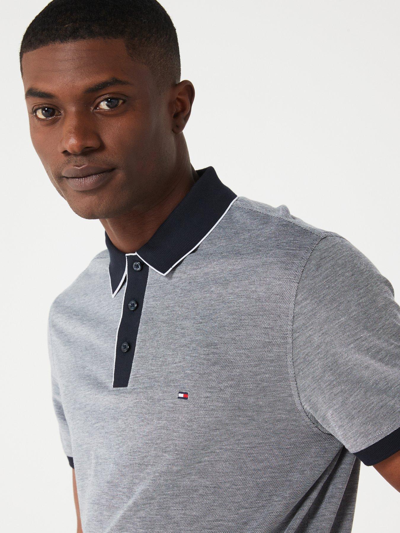 Tommy Hilfiger Cotton Modal Regular Fit Polo Shirt - Navy | Very.co.uk