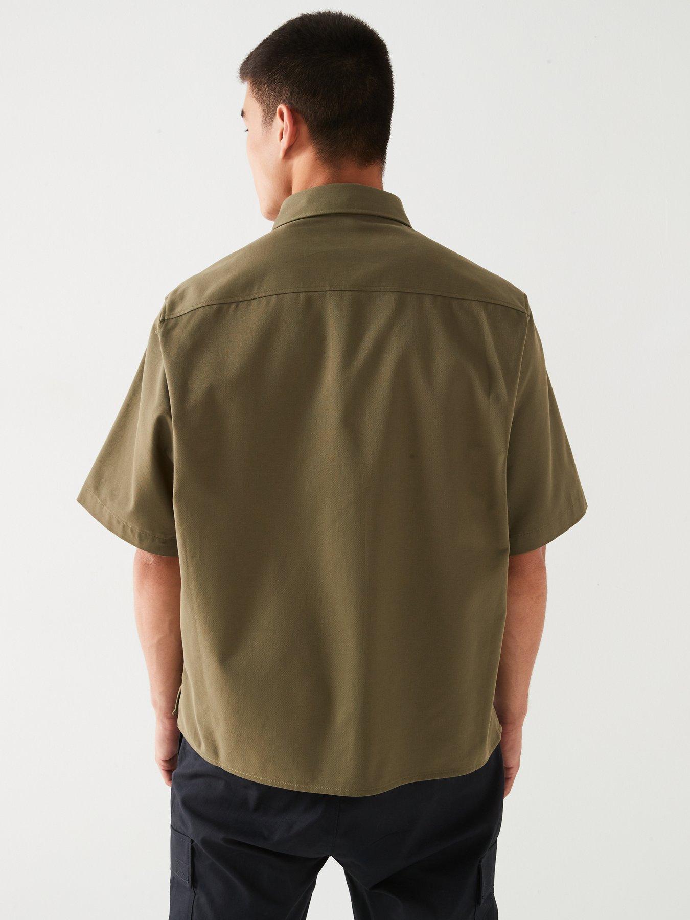 Image 2 of 5 of HUGO BLUE Ekyno Loose Fit Double Pocket Short Sleeve Shirt-Khaki