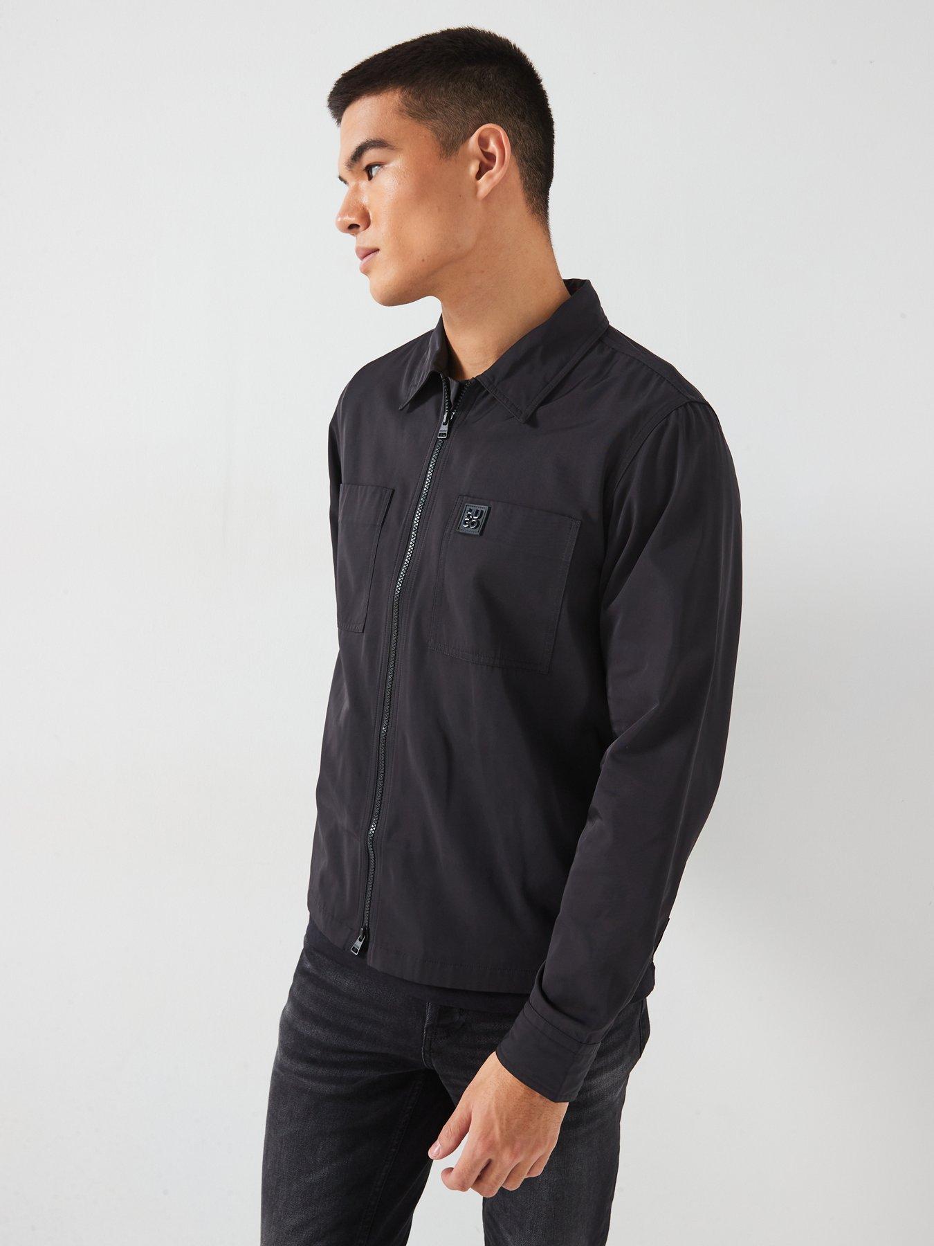 Image 5 of 6 of HUGO Evalom Nikel Stacked Logo Zip Coach Jacket - Black
