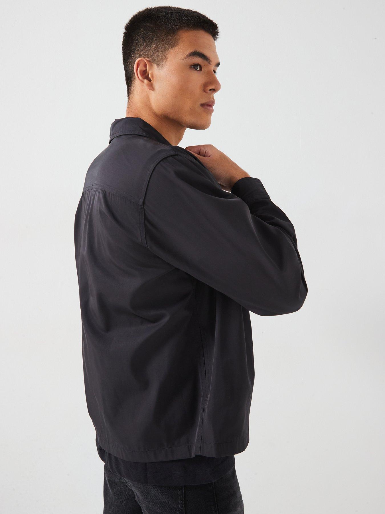Image 6 of 6 of HUGO Evalom Nikel Stacked Logo Zip Coach Jacket - Black