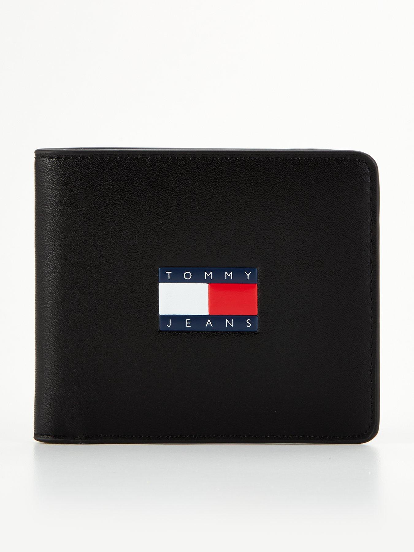 Tommy Jeans Archive Leather Flag Wallet - Black | Very.co.uk