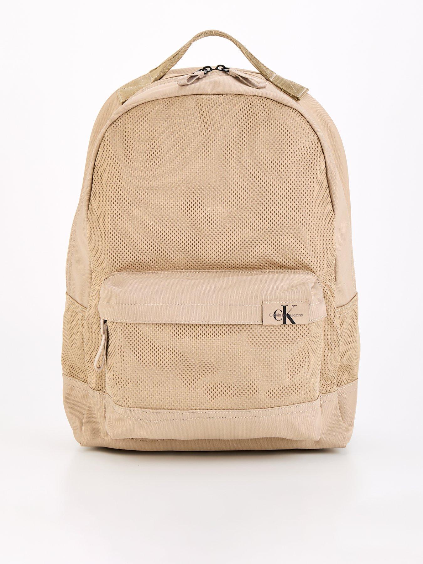 Calvin Klein Jeans Mono Logo Sport Essentials Mesh Panel Backpack Beige Very