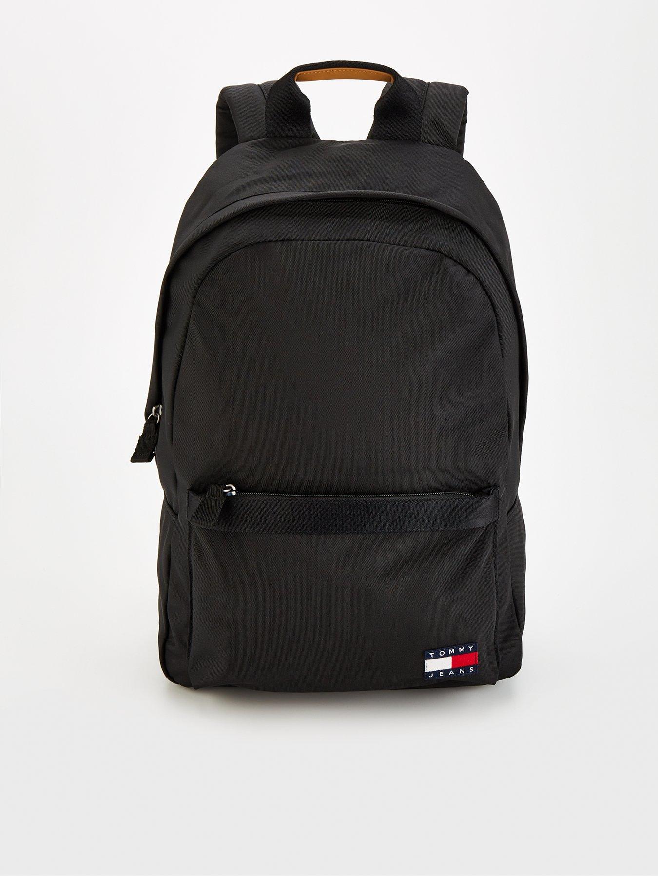 tommy jeans essential daily dome flag canvas backpack - black