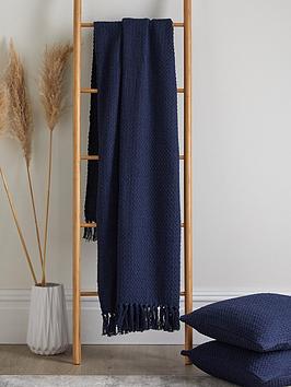 Product photograph of Drift Home Hayden Throw - Navy from very.co.uk