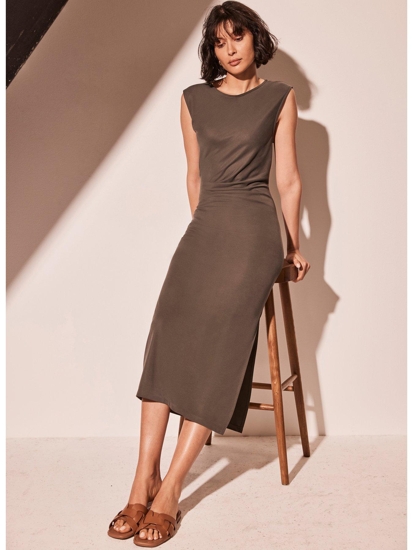 Gathered Jersey Midi Dress