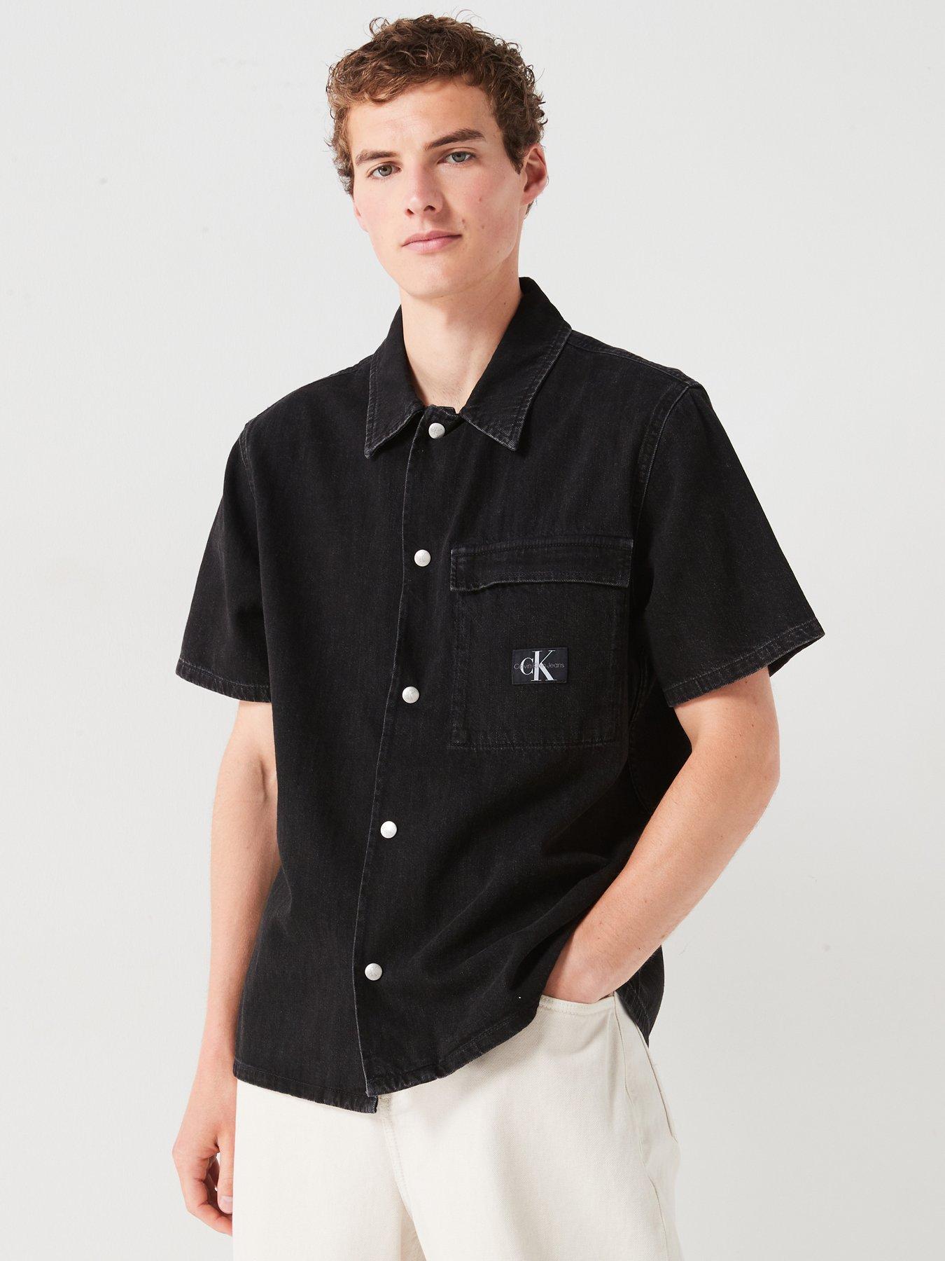 Calvin Klein Jeans Camp Short Sleeve Denim Shirt Black Very