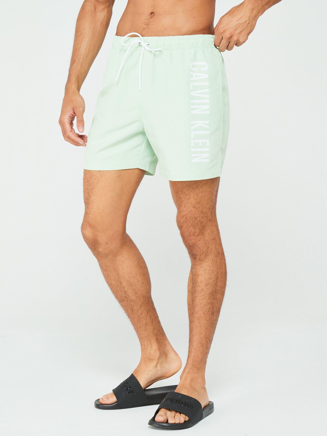 Calvin Klein Intense Power Side Logo Swim Shorts - Light Green, Light Green, Size 2Xl, Men