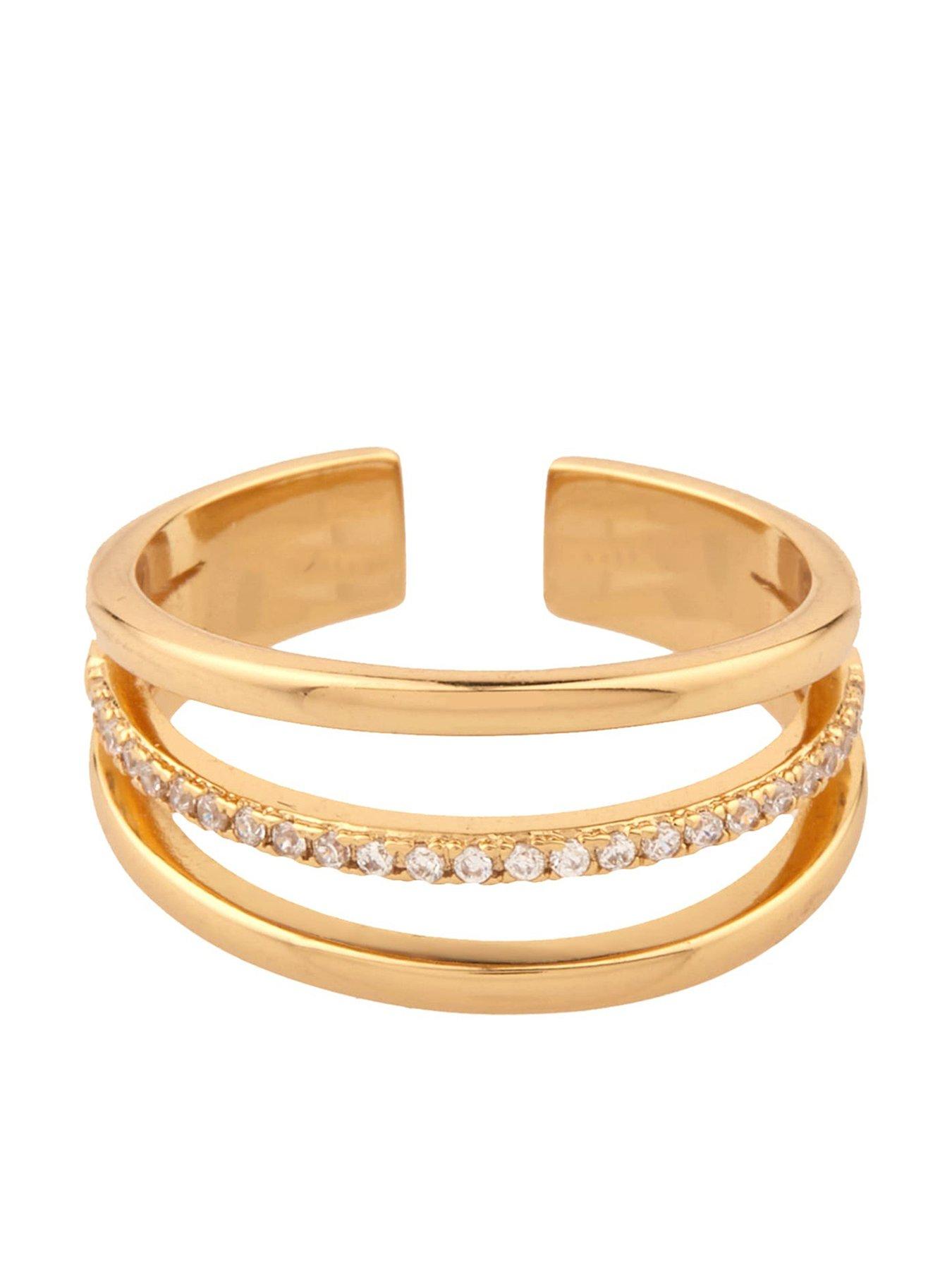 Product photograph of Mint Velvet Gold Plated Triple Pave Ring from very.co.uk