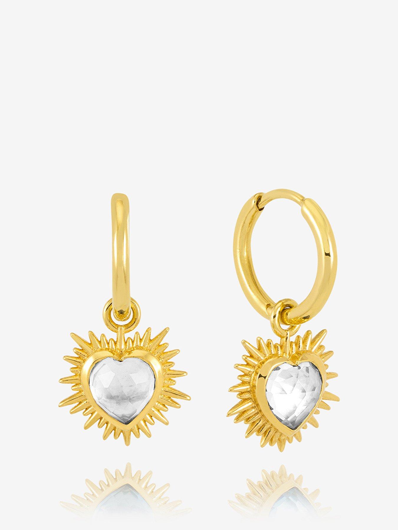 undefined Electric Love Rock Crystal Heart Huggie Hoop Earrings