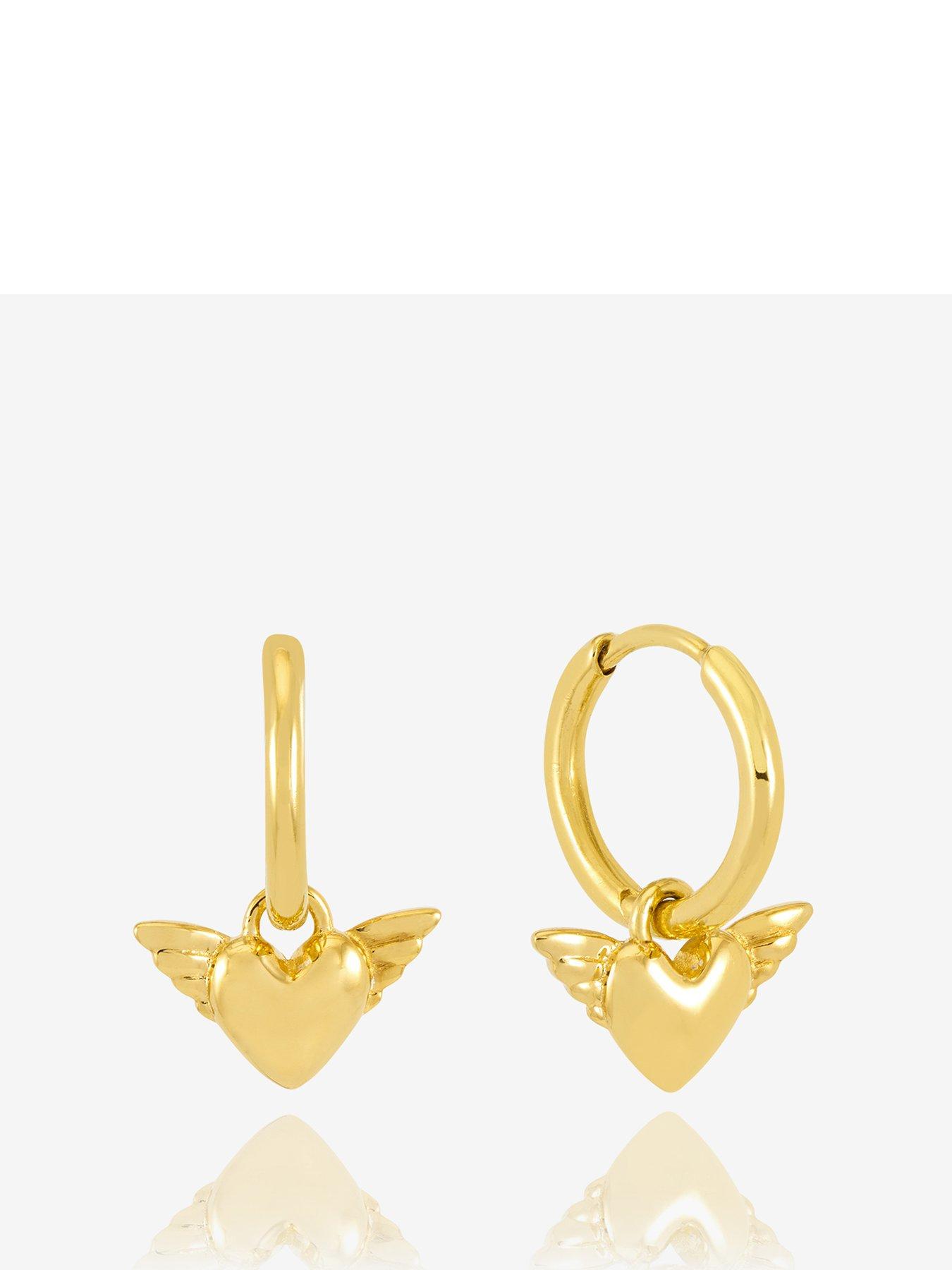 Product photograph of Rachel Jackson Guardian Angel Wings Huggie Hoop Earrings from very.co.uk