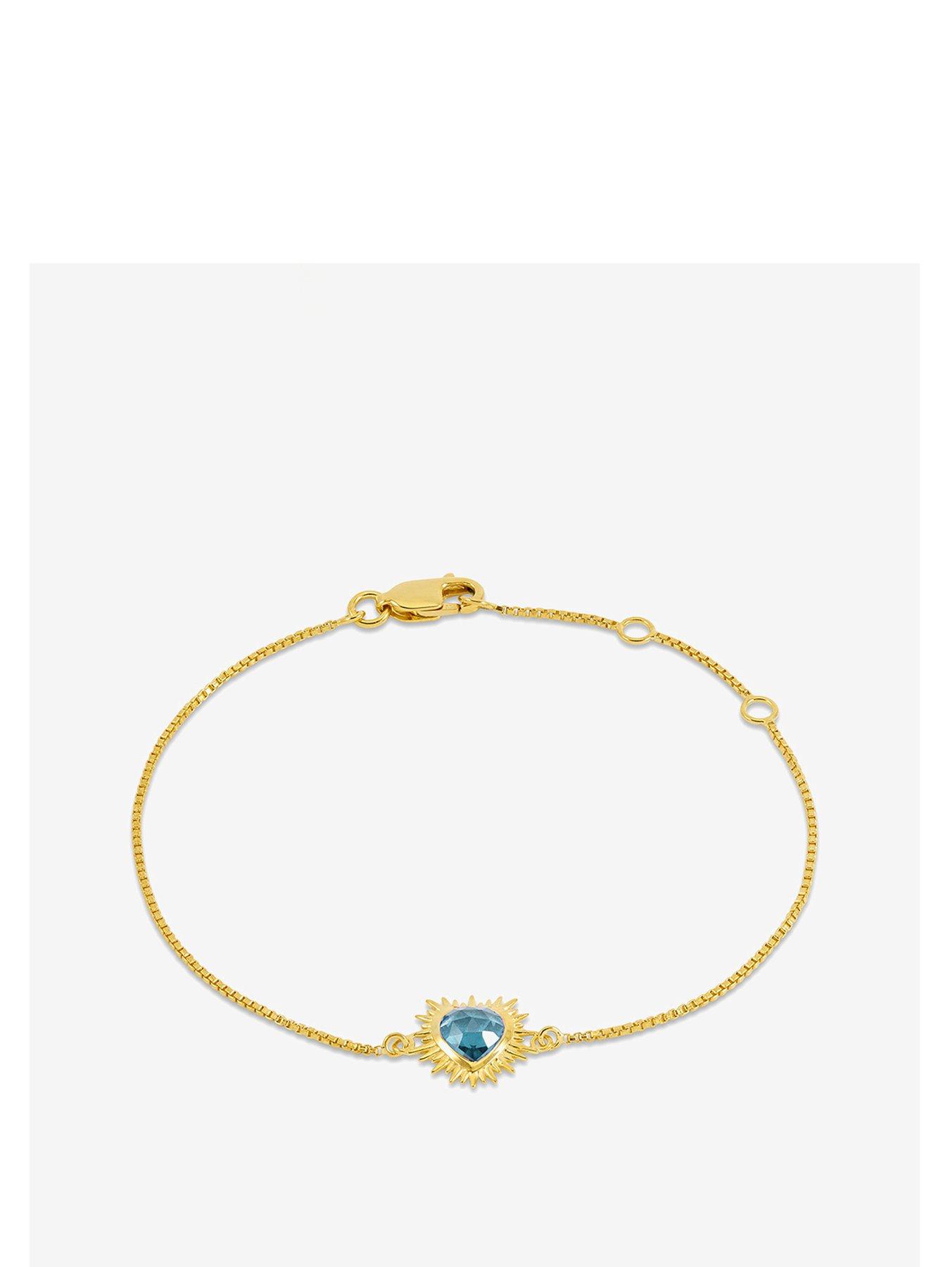 Product photograph of Rachel Jackson Personalised Electric Love Blue Topaz Heart Bracelet from very.co.uk