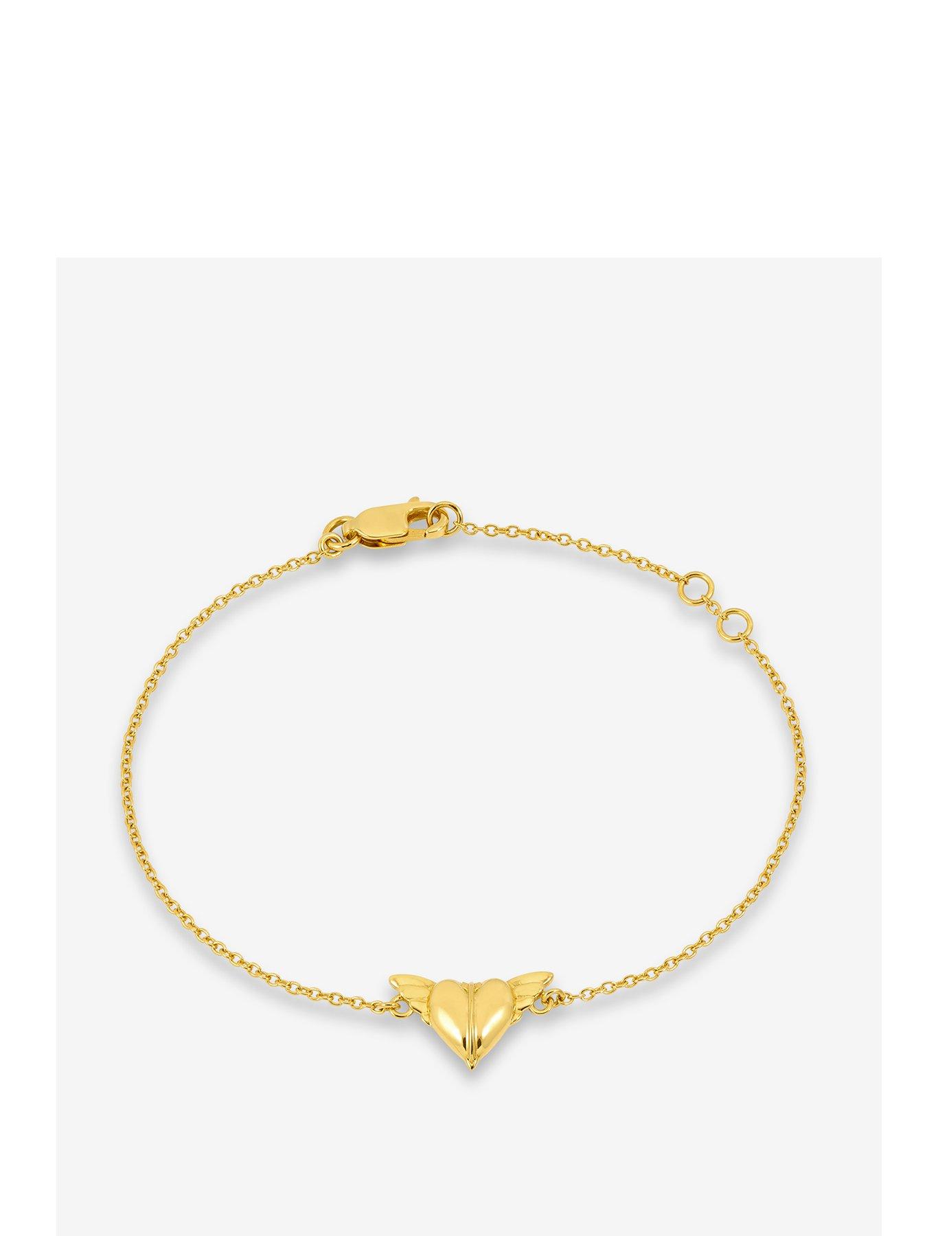 Product photograph of Rachel Jackson Personalised Guardian Angel Wings Heart Bracelet from very.co.uk