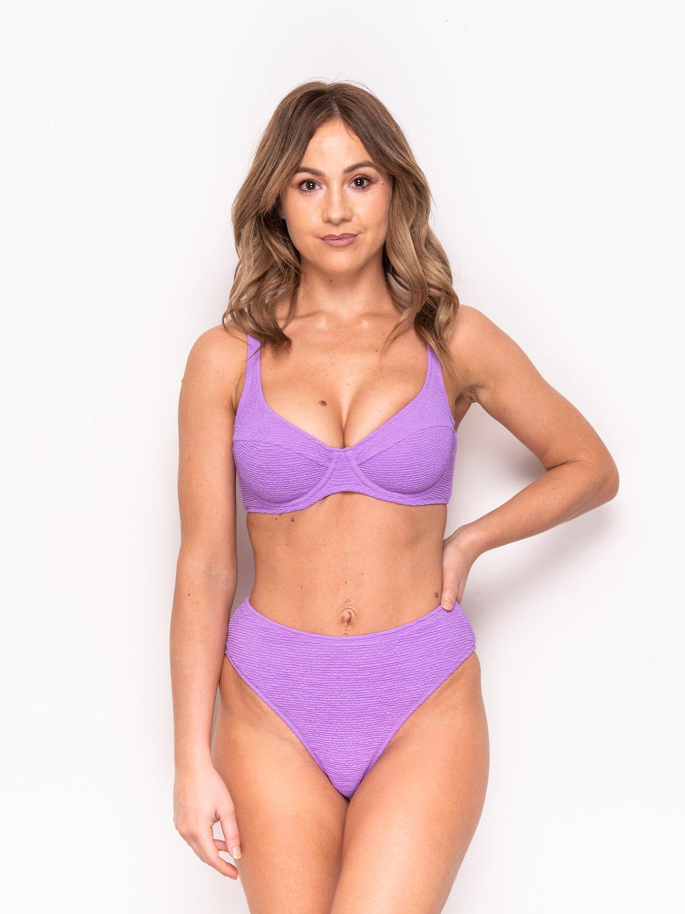 Ivory Rose Unpadded Scrunch Balconette Bikini Top In Purple