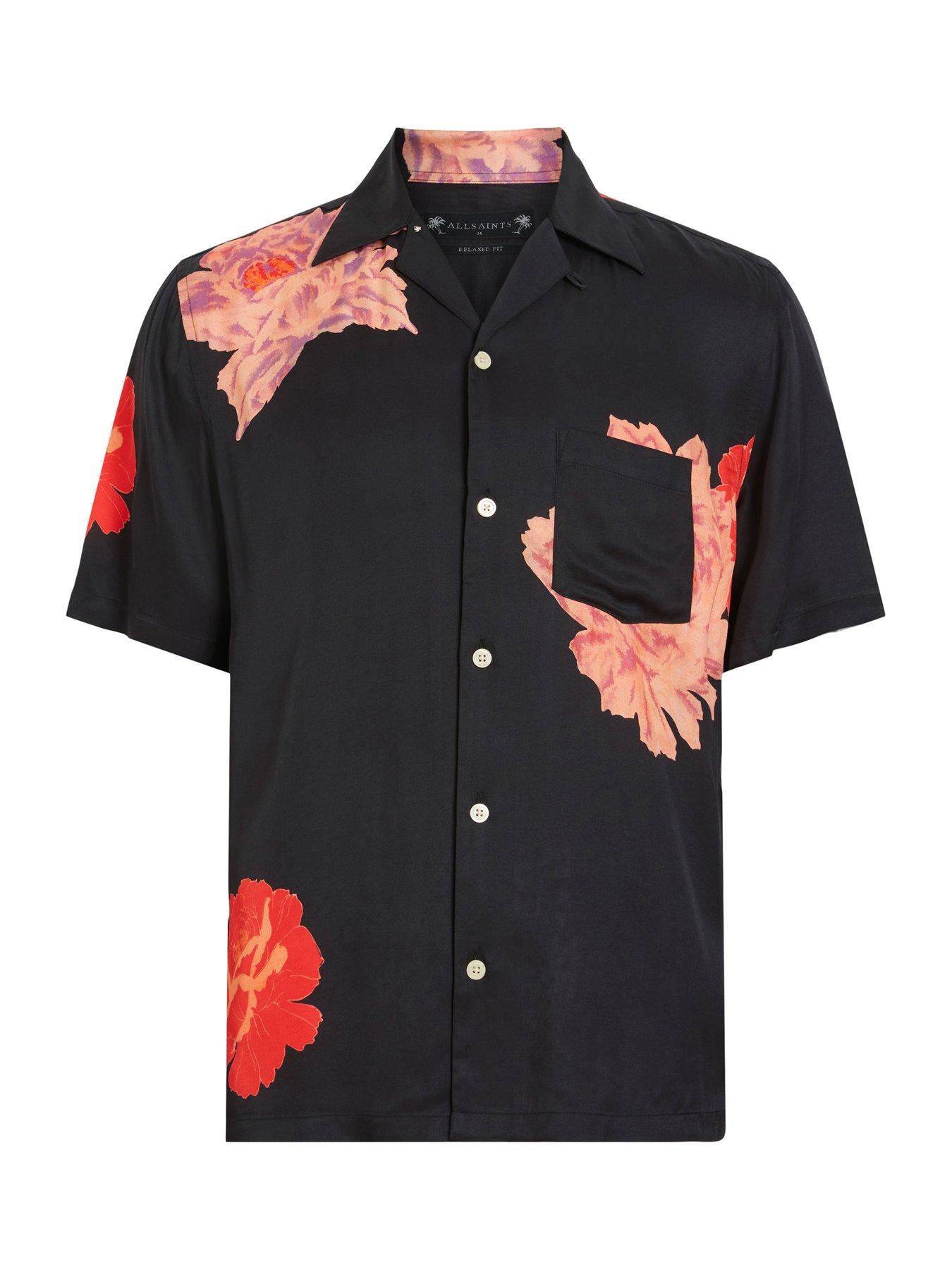 AllSaints Roze Printed Short Sleeve Shirt - Black | Very