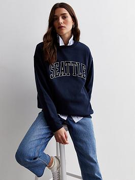 new look navy seattle logo oversized sweatshirt
