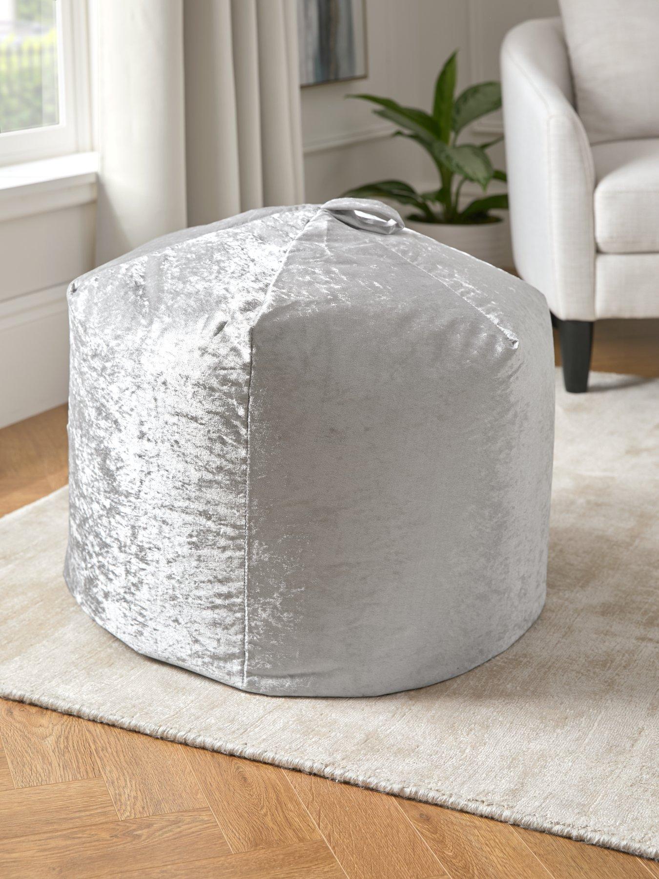 Product photograph of Kaikoo Crushed Velvet Beanbag - Silver from very.co.uk