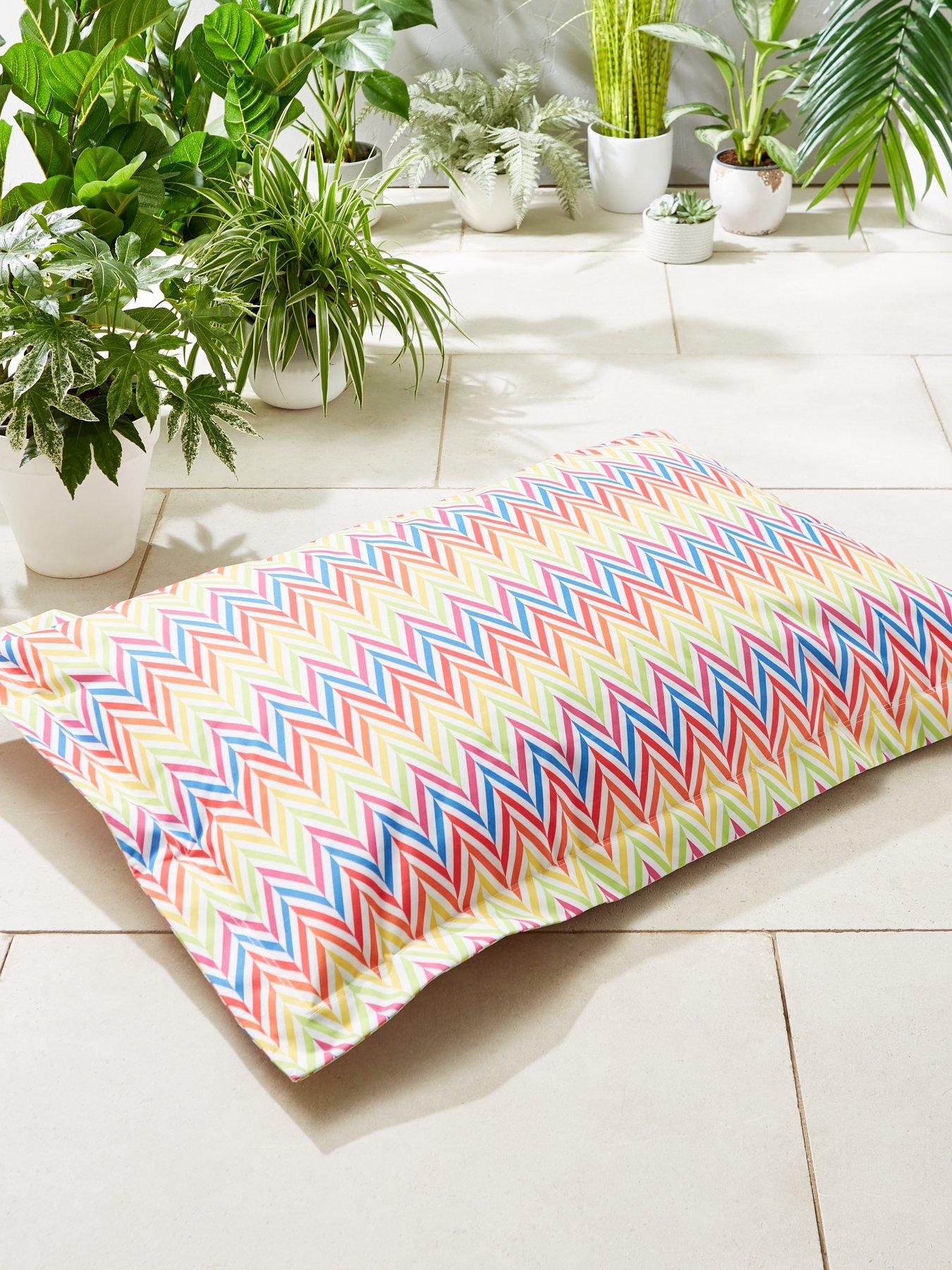 Product photograph of Kaikoo Indoor Outdoor Extra Large Floor Cushion - Chevron Print from very.co.uk