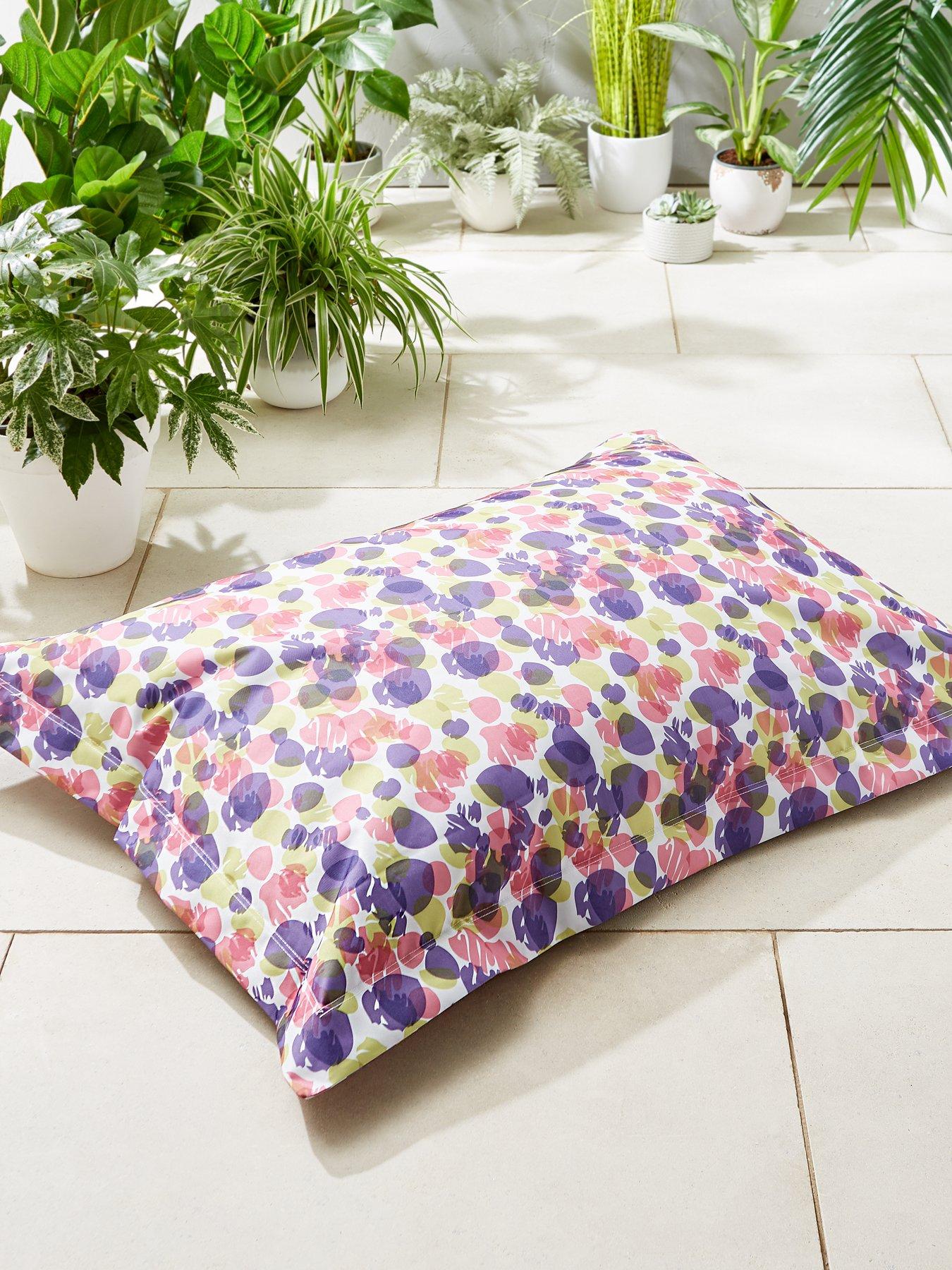 Product photograph of Kaikoo Indoor Outdoor Extra Large Floor Cushion Ndash Leaf Print from very.co.uk