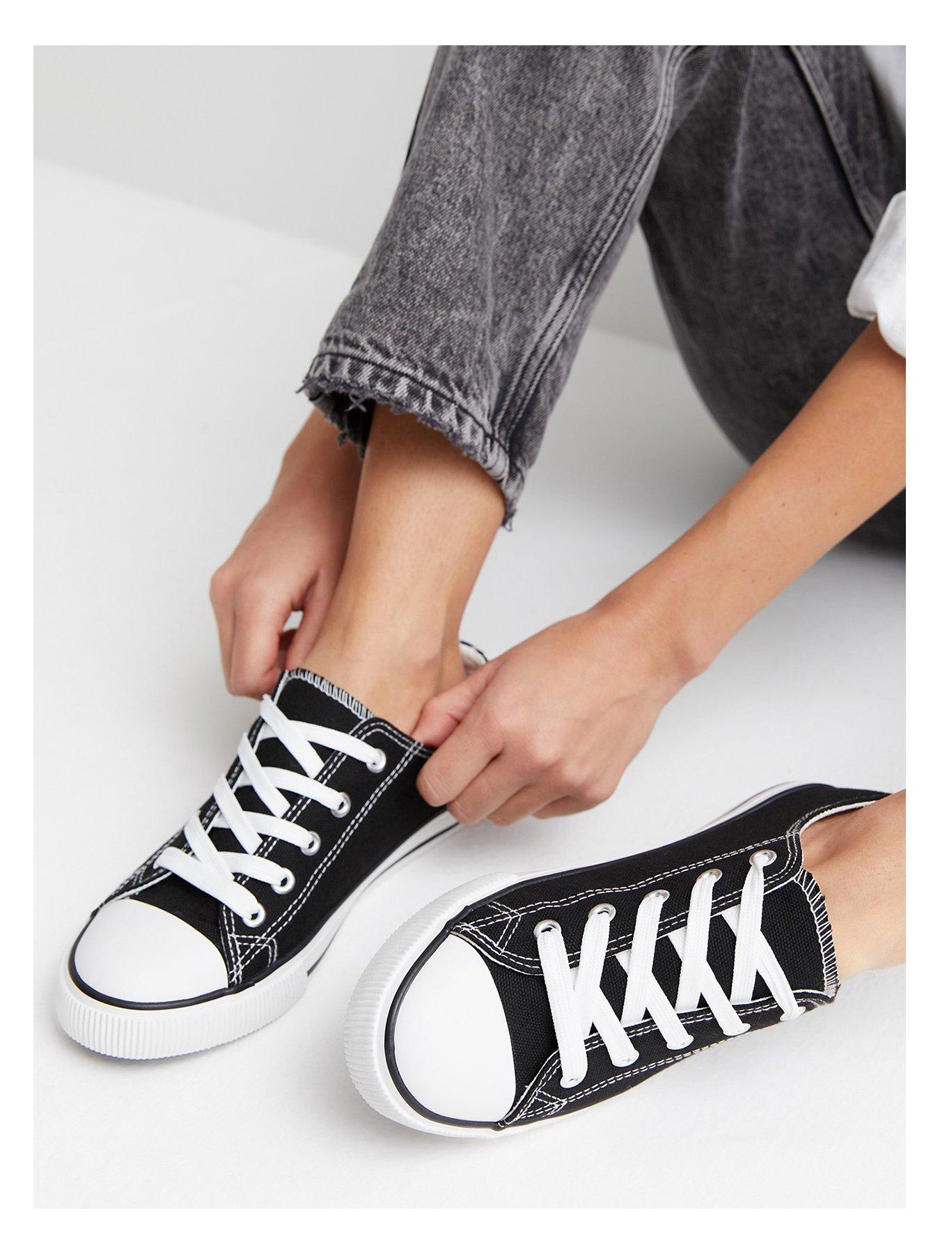 New Look Black Canvas Lace Up Trainers Very