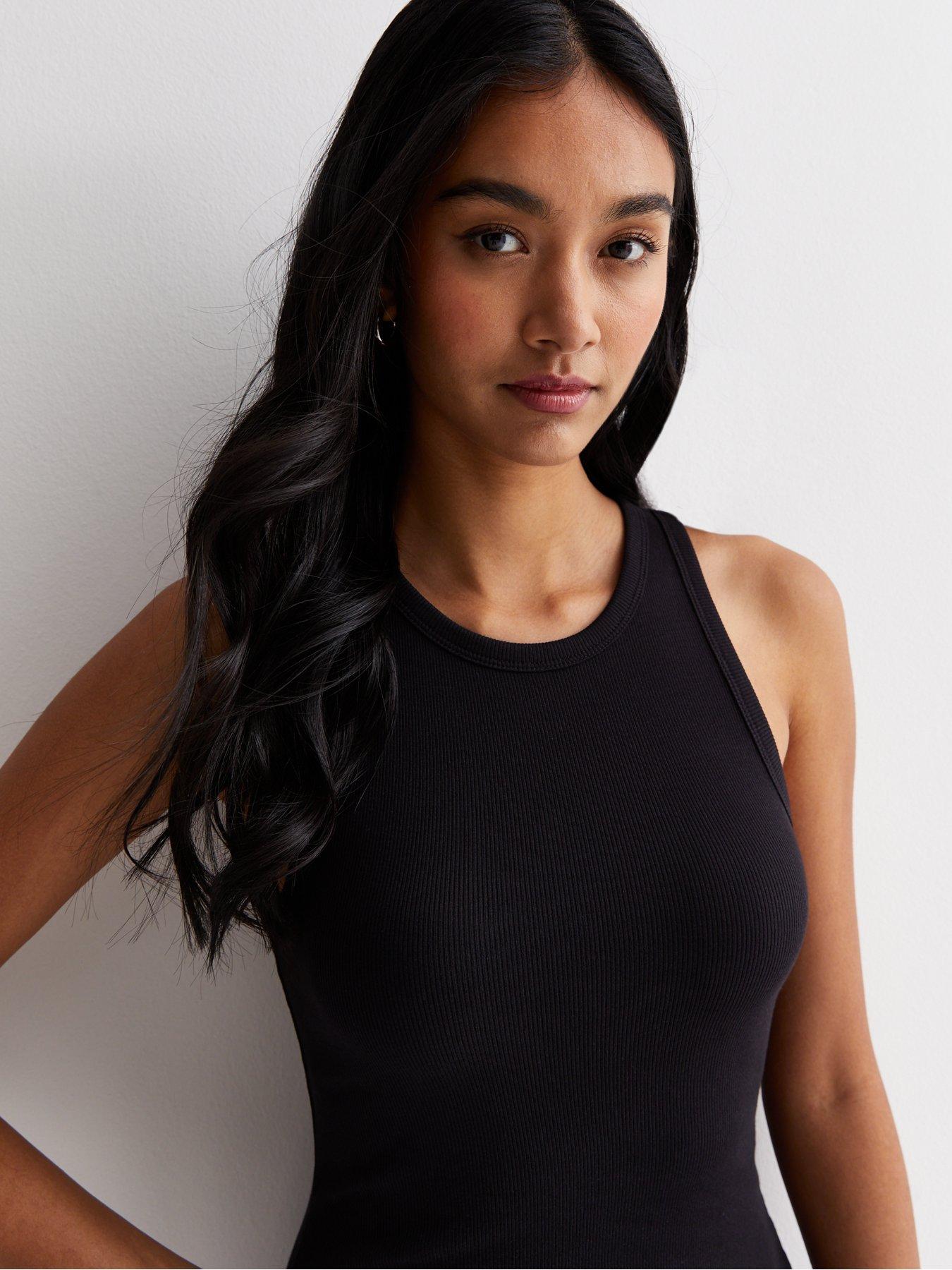 New Look Black Ribbed Racer Bodycon Midi Dress | Very