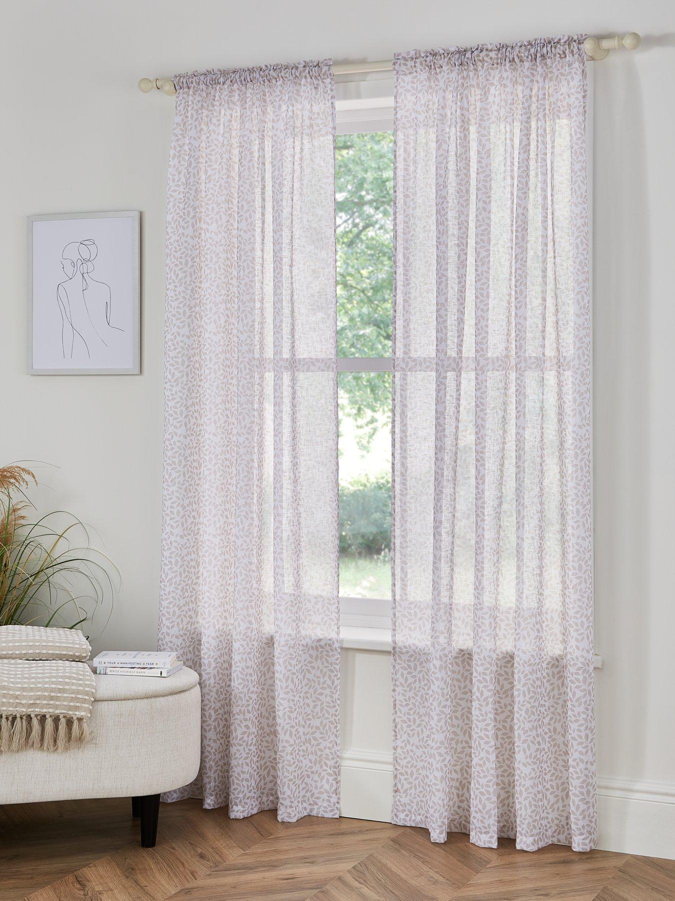 Product photograph of Very Home Leaf Trail Slot Top Voile Curtains from very.co.uk