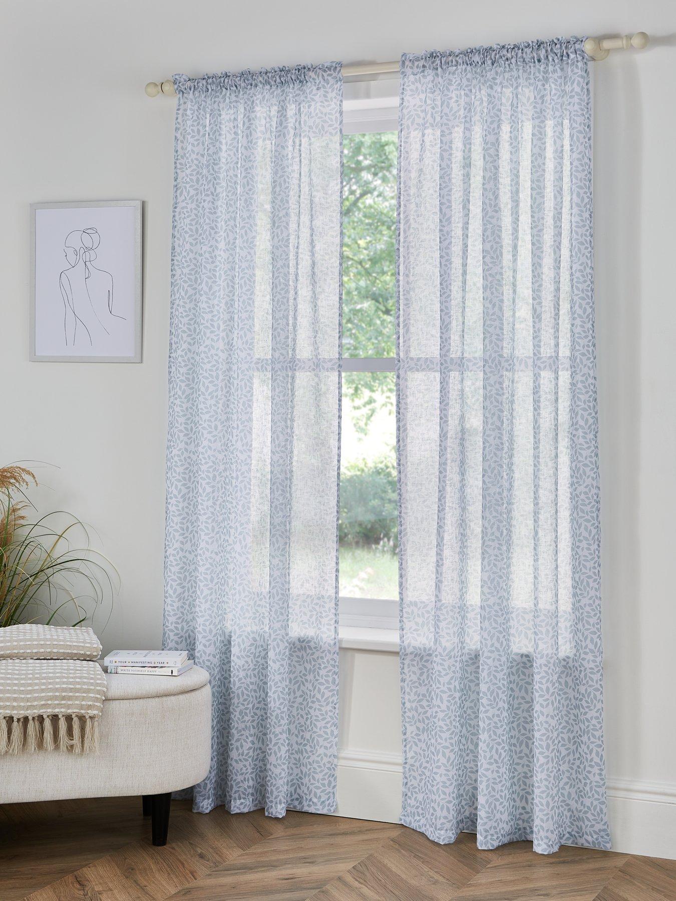 undefined Leaf Trail Slot Top Voile Curtains