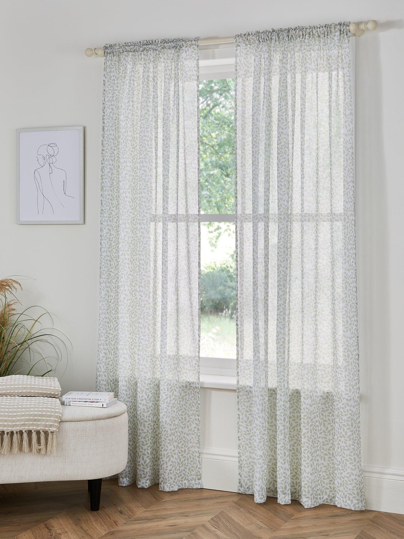 undefined Leaf Trail Slot Top Voile Curtains
