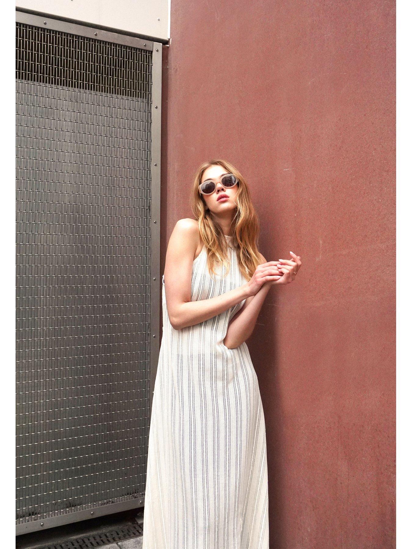 Religion: Crochet Halterneck Maxi Dress - White