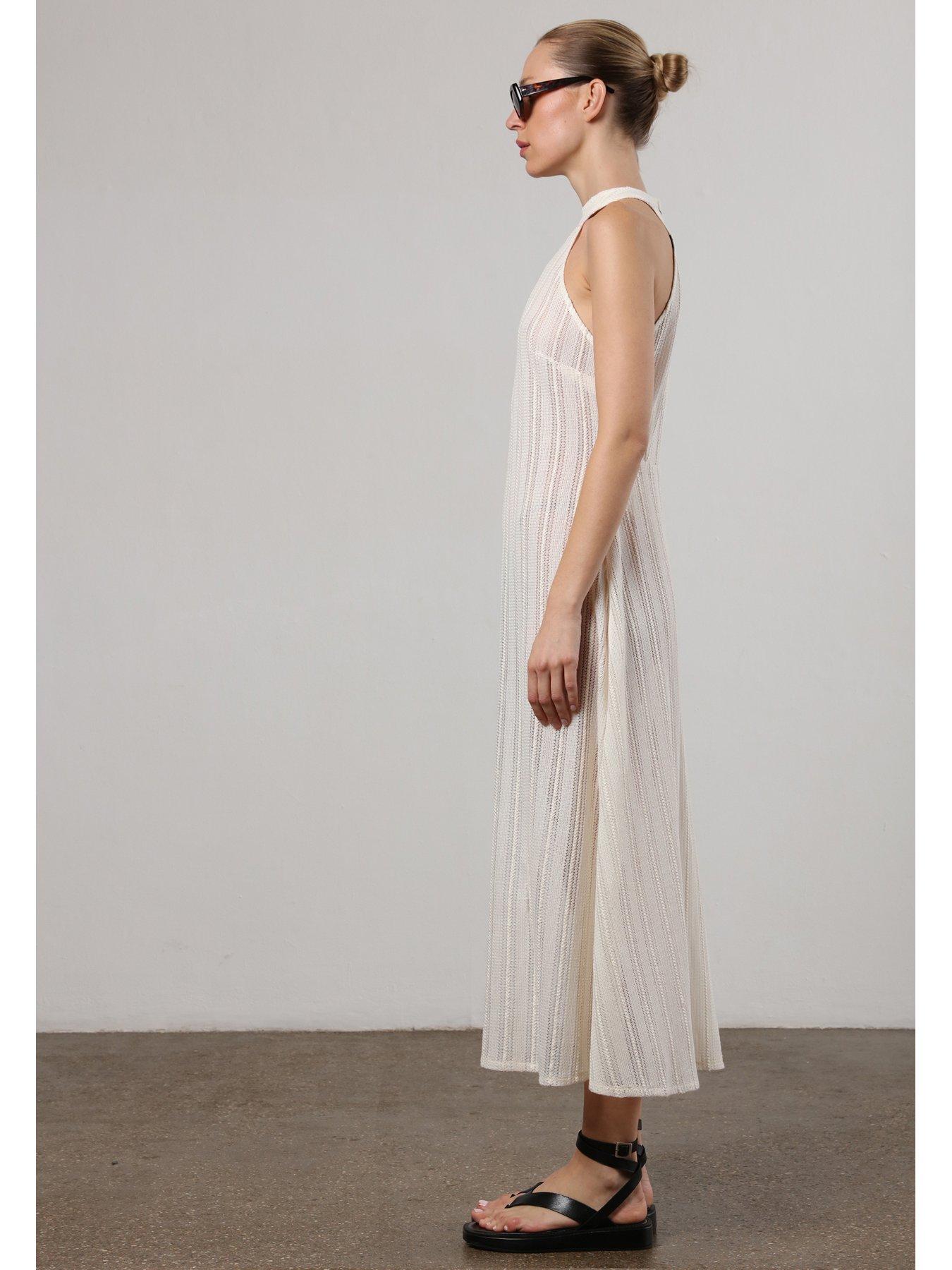 Image 4 of 6 of Religion Crochet Halterneck Maxi Dress - White