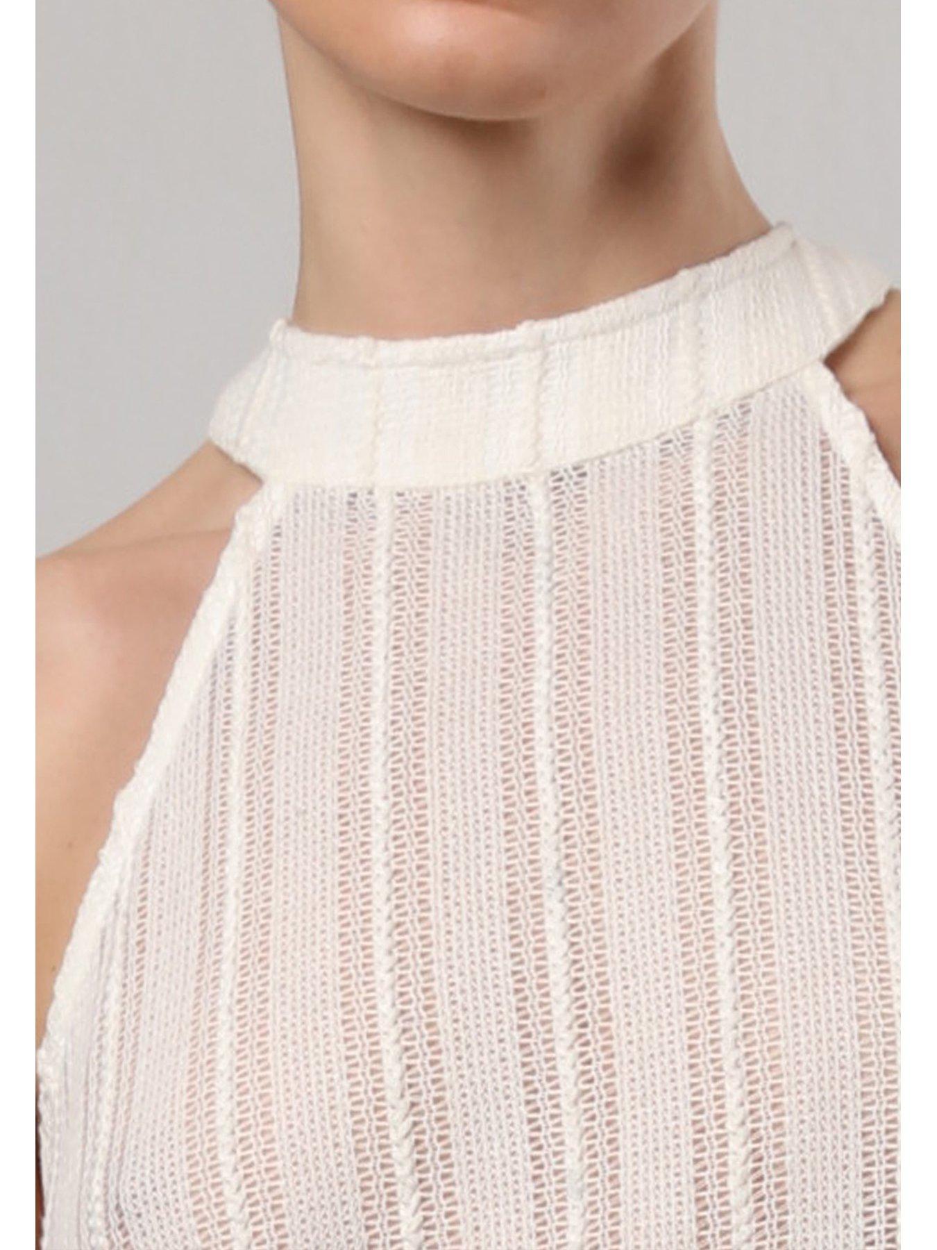 Image 5 of 6 of Religion Crochet Halterneck Maxi Dress - White