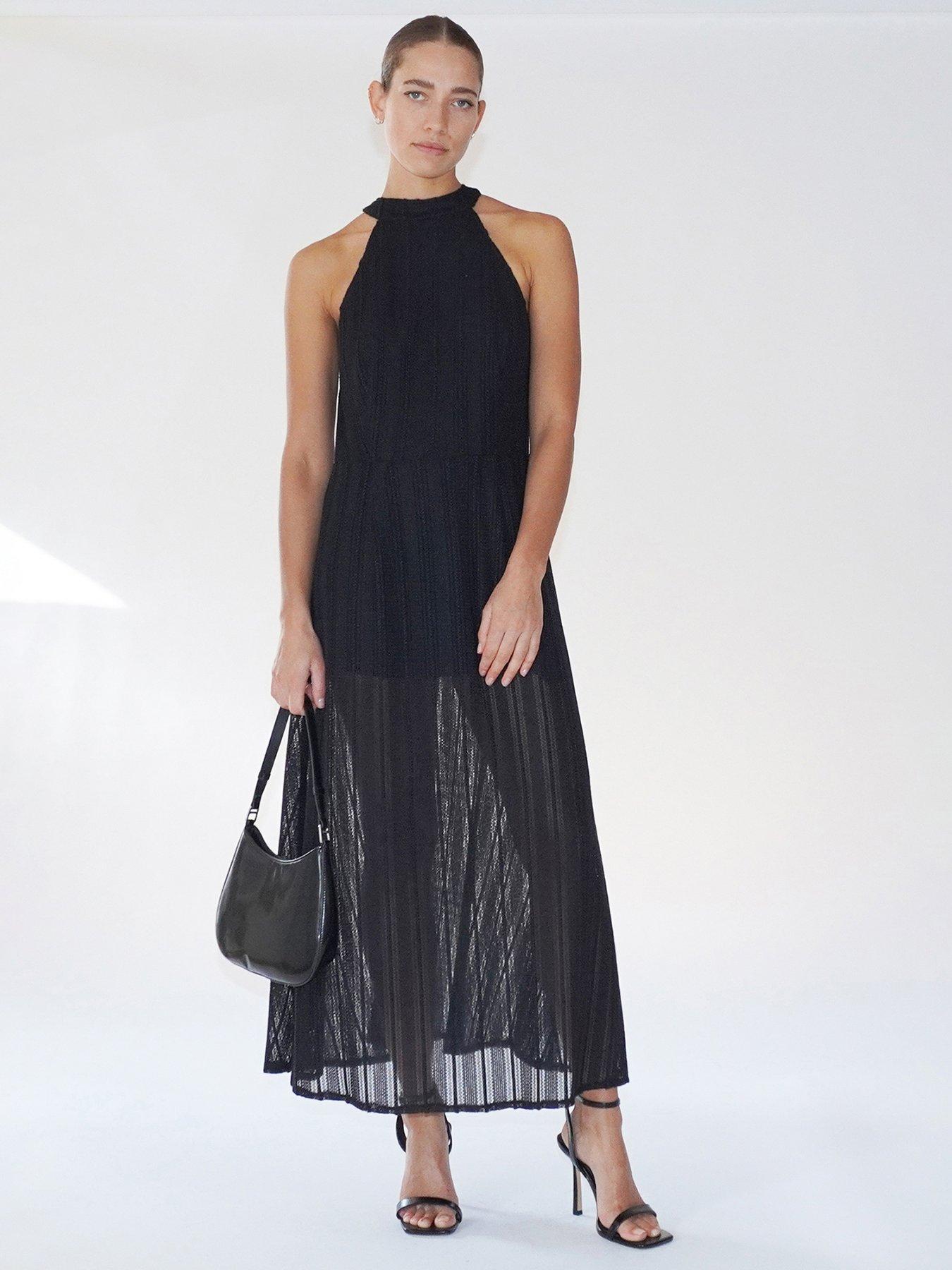 Religion Crochet Halterneck Maxi Dress - Black