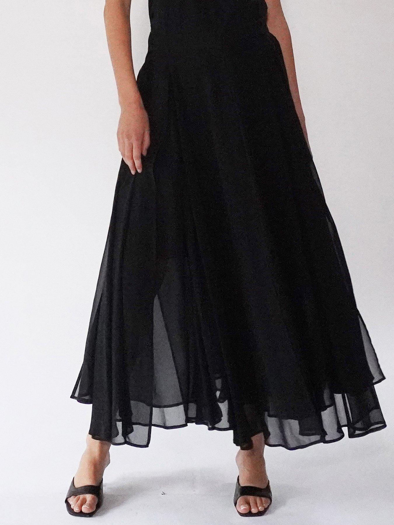 Religion Floaty Sheer Multi Layered Olsen Maxi Skirt - Black