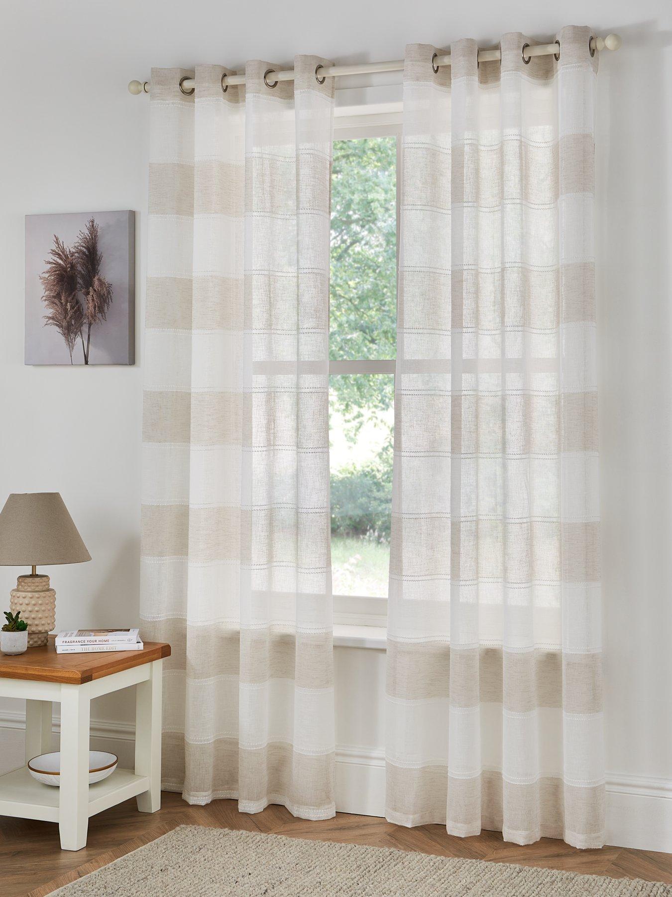 Product photograph of Very Home Rhodes Eyelet Voile Curtains from very.co.uk