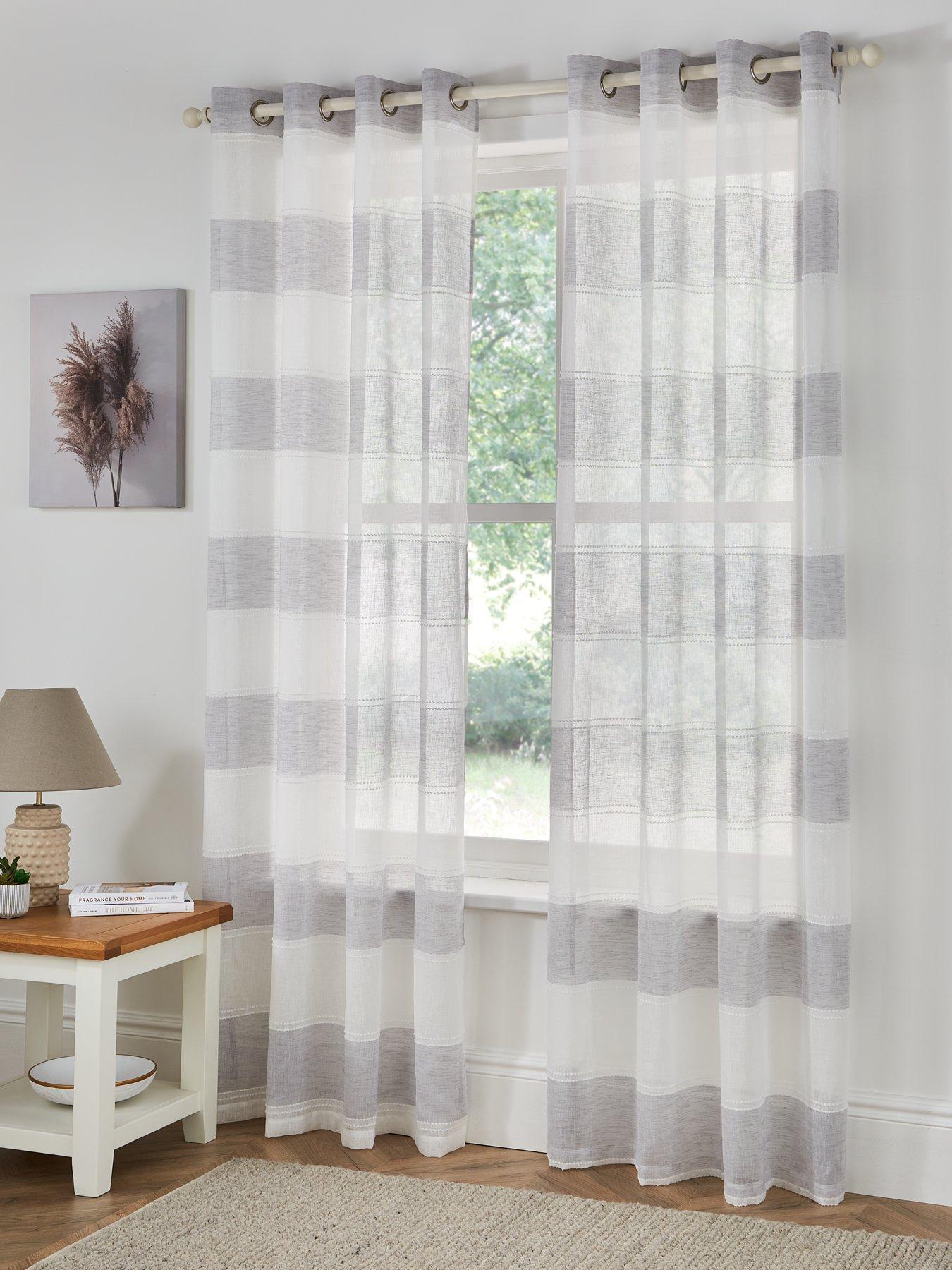 Very Home Rhodes Horizontal Stripe Voile Panel Pair