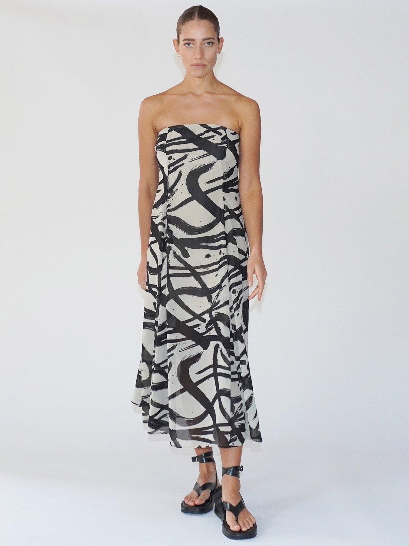 Religion Bandeau Midi Dress - Taupe, Brown, Size 12, Women