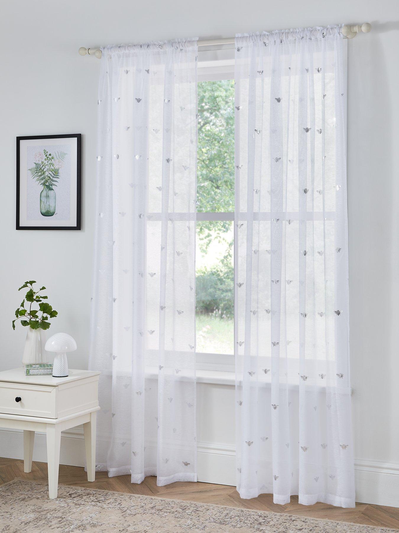 Product photograph of Very Home Bee Slot Top Voile Curtains from very.co.uk