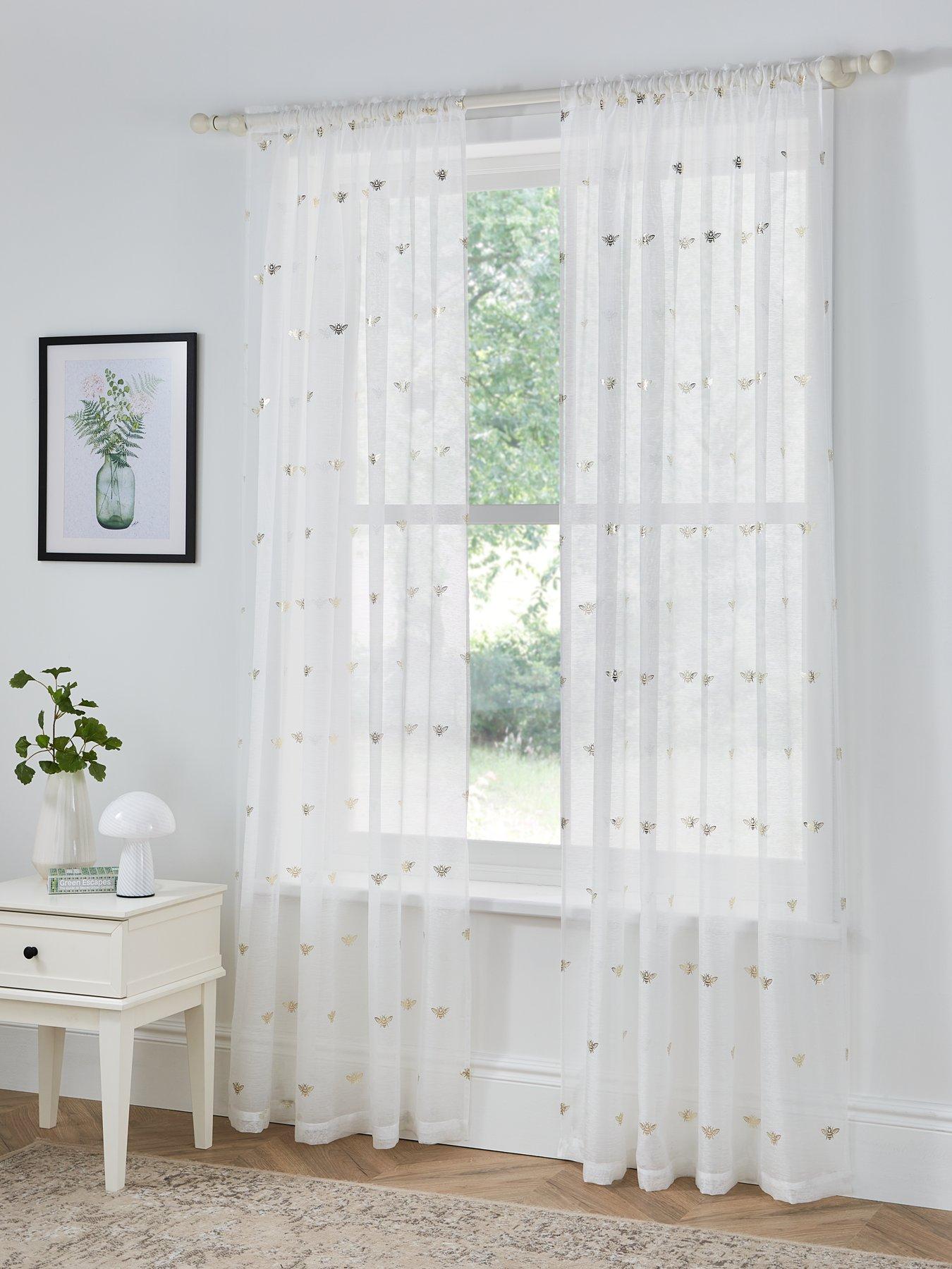Product photograph of Very Home Bee Slot Top Voile Curtains from very.co.uk