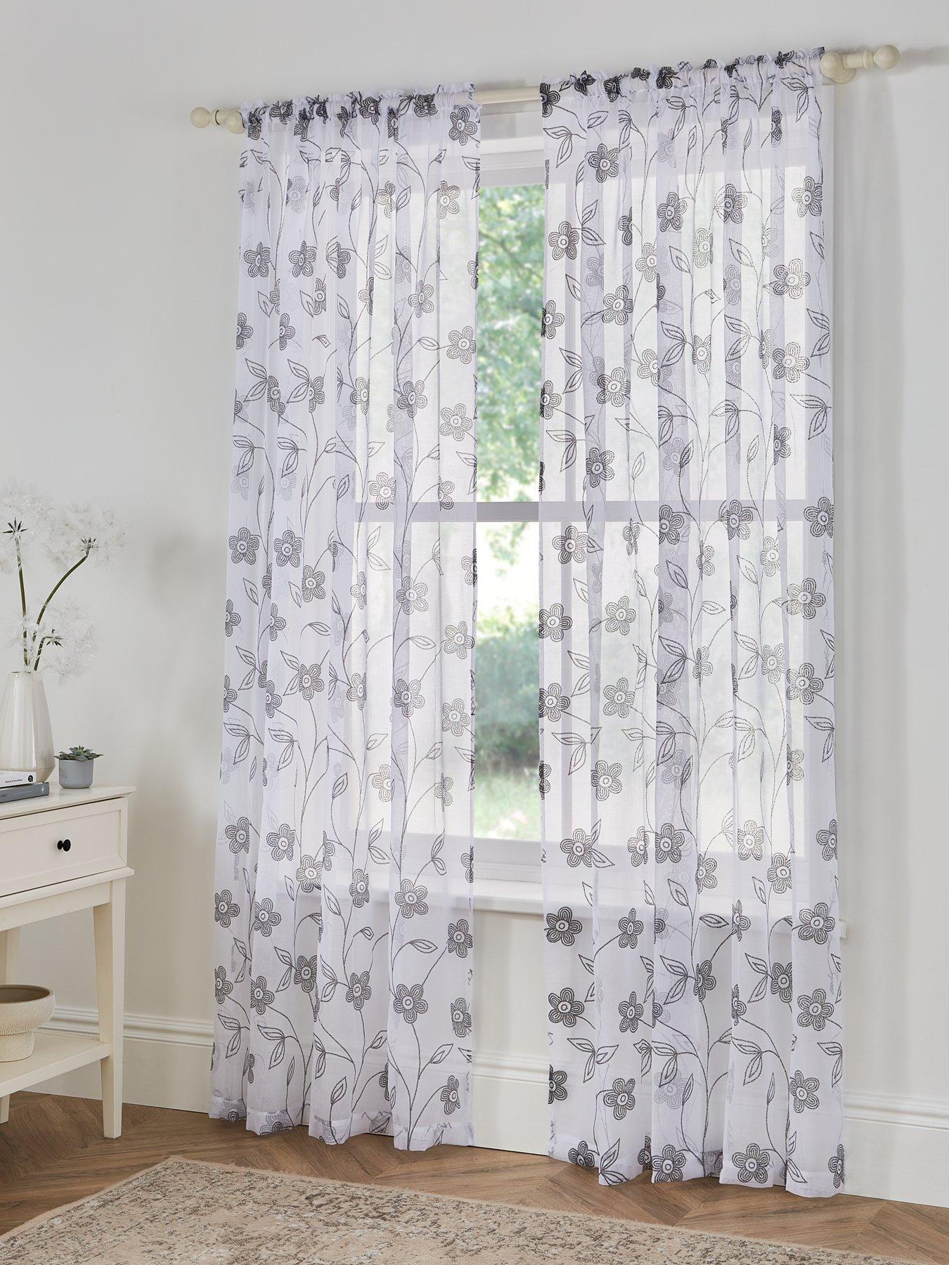 undefined Vienna Floral Slot Top Voile Curtains