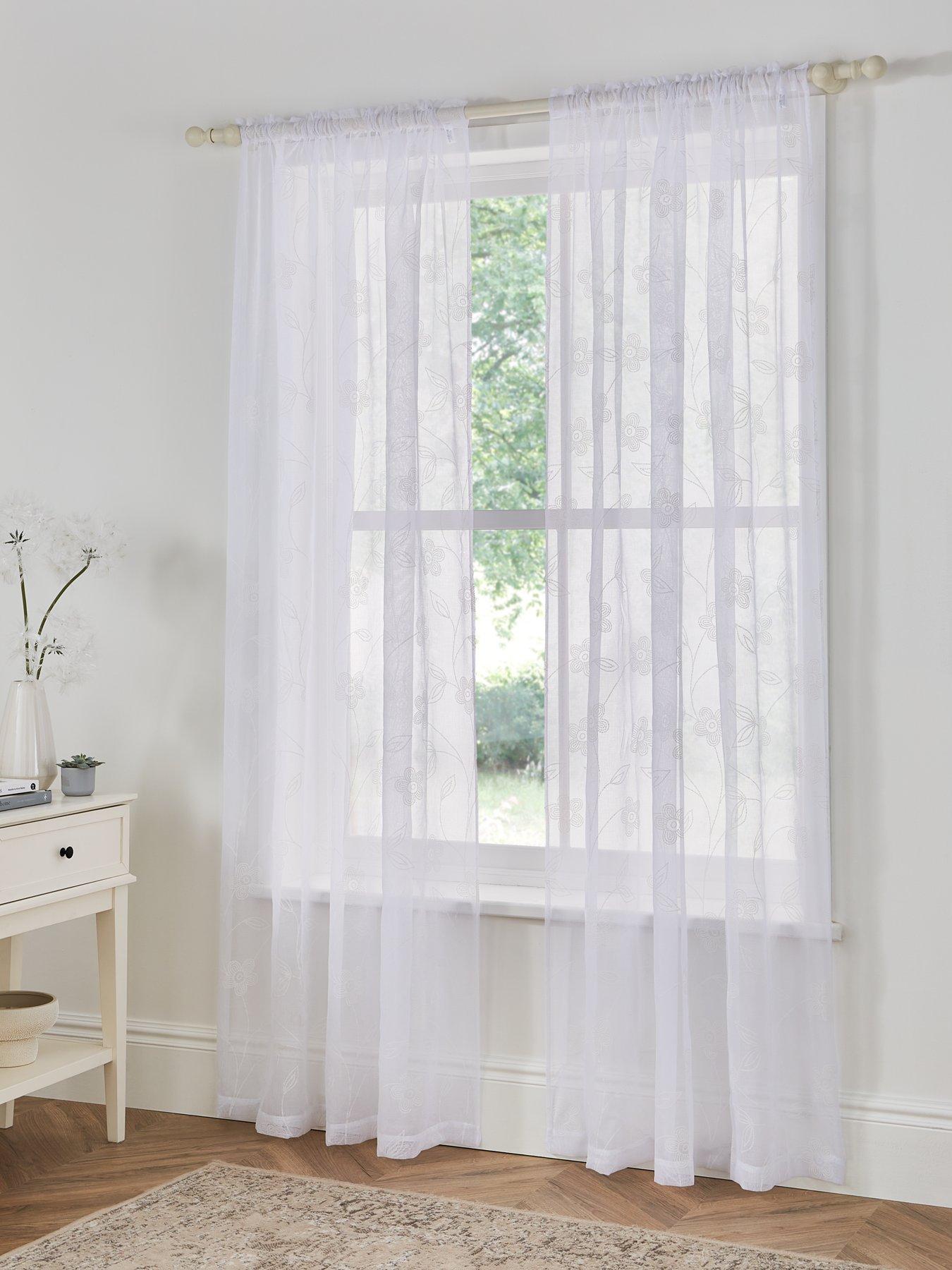 Product photograph of Very Home Vienna Floral Slot Top Voile Curtains from very.co.uk