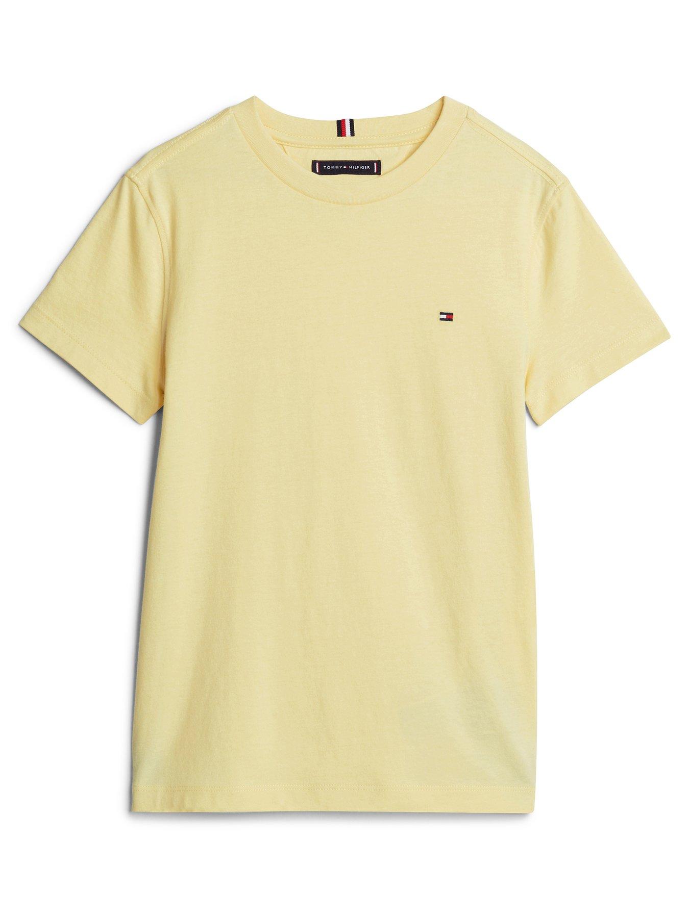 tommy hilfiger boys short sleeve essential flag short sleeve t-shirt - yellow