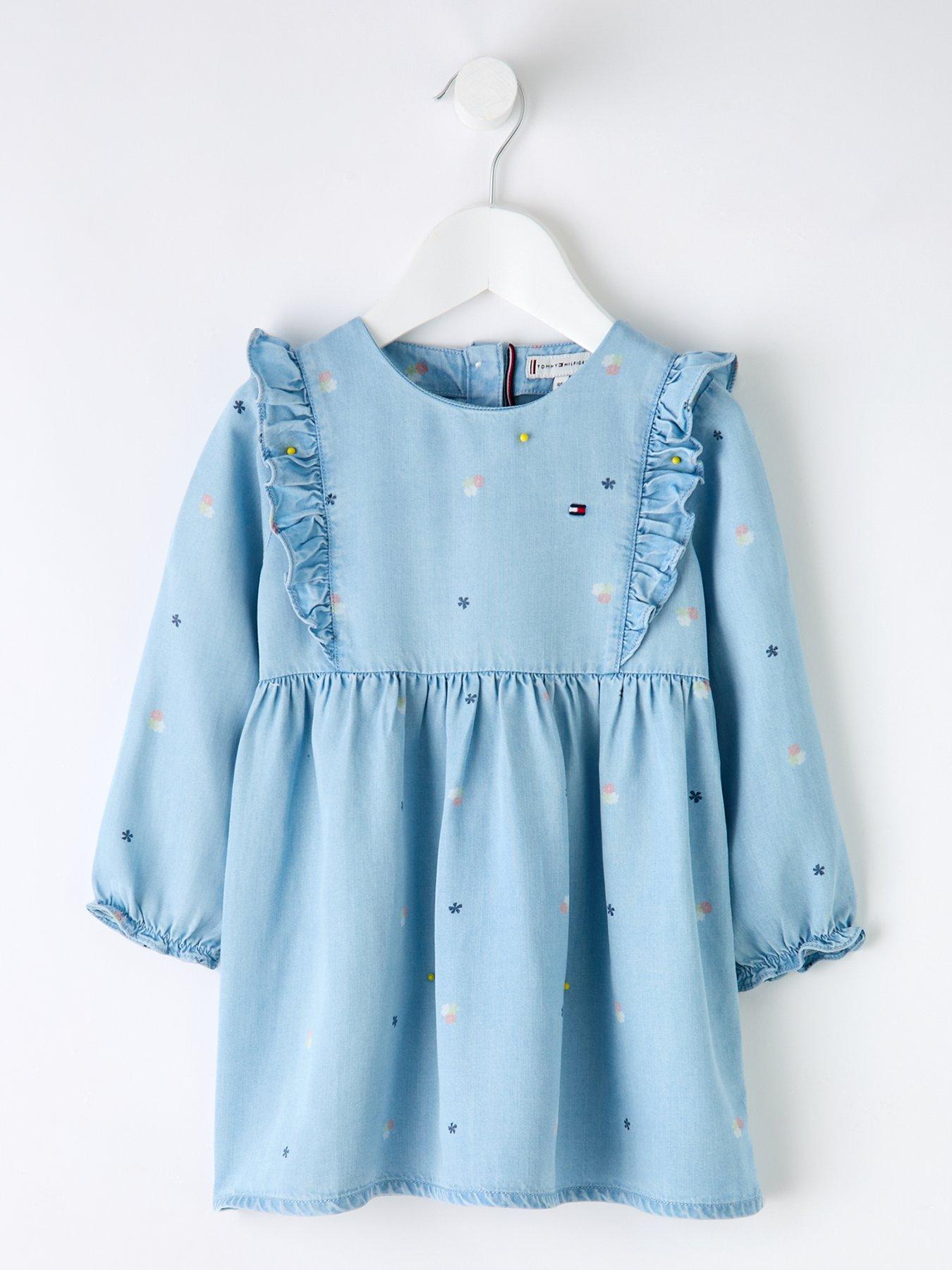 undefined Baby Girls Flower All Over Printed Dress - Light Blue