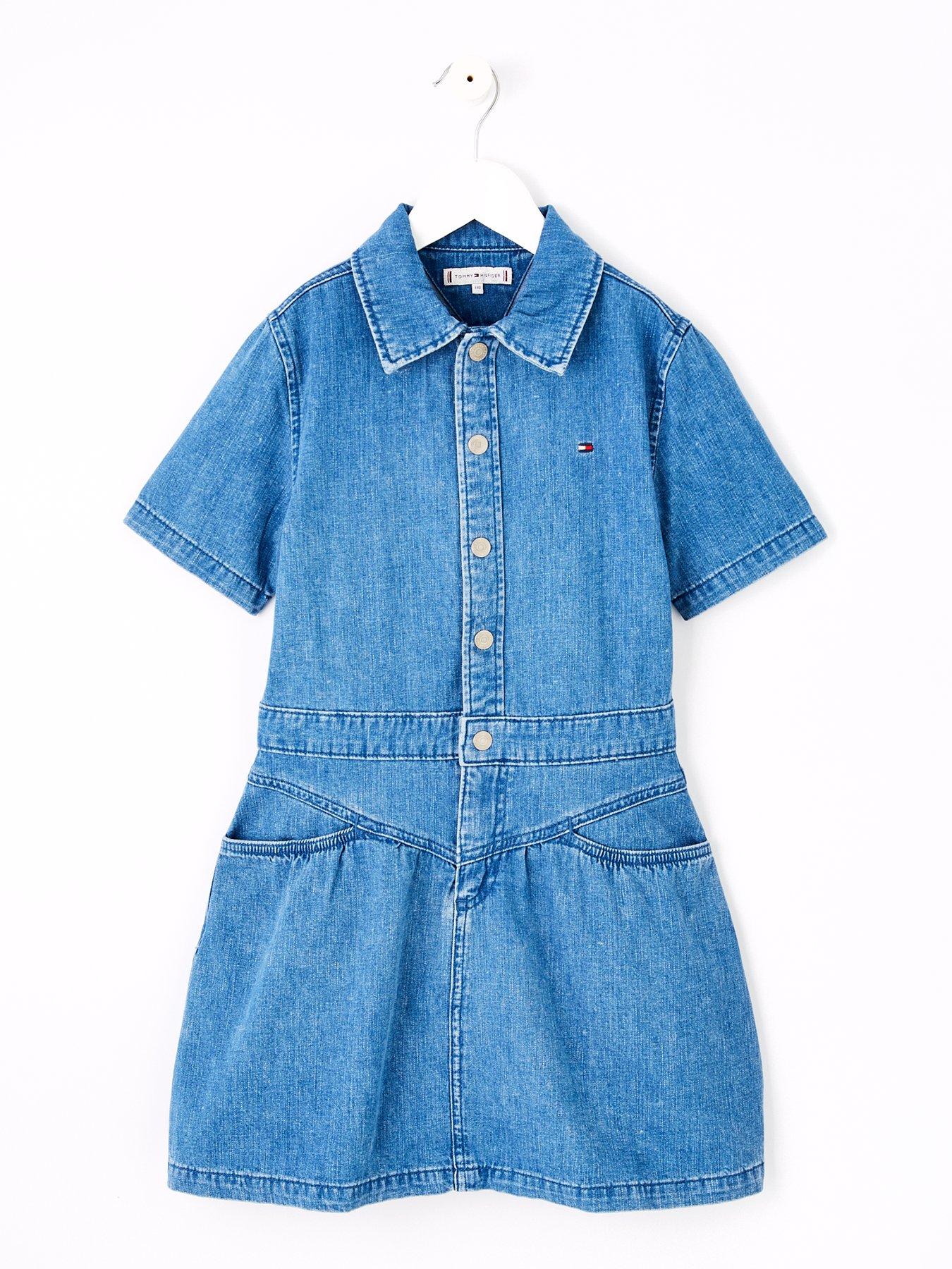 undefined Girls Denim Dress Mid Blue - Blue