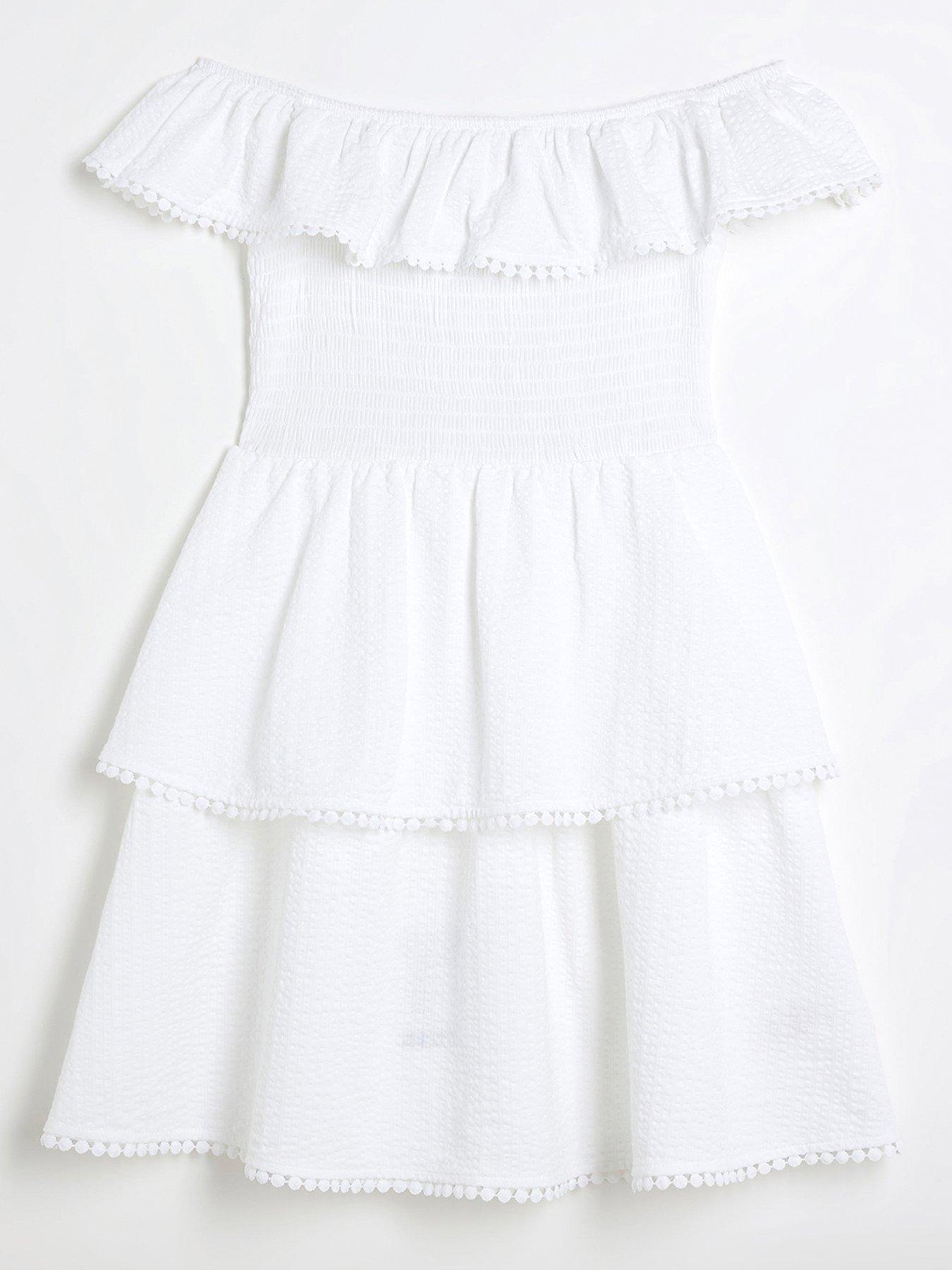 White frill frock for girl sales
