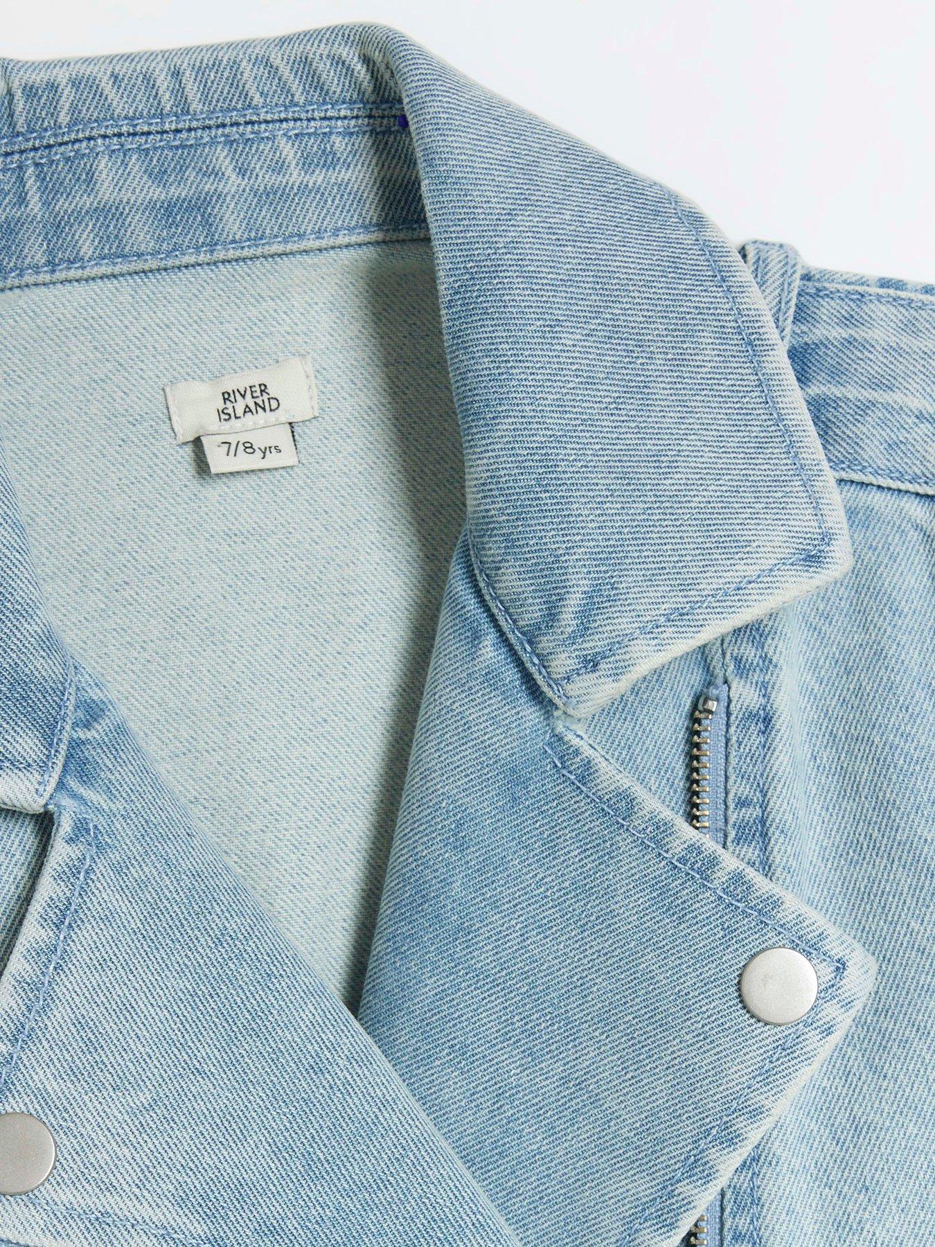 River Island Girls Denim Biker Jacket Blue Very