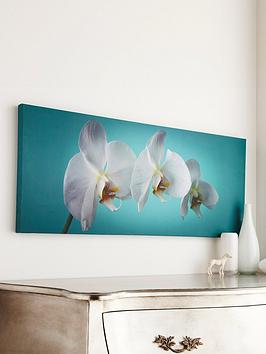 Product photograph of Art For The Home Teal Orchid Canvas from very.co.uk