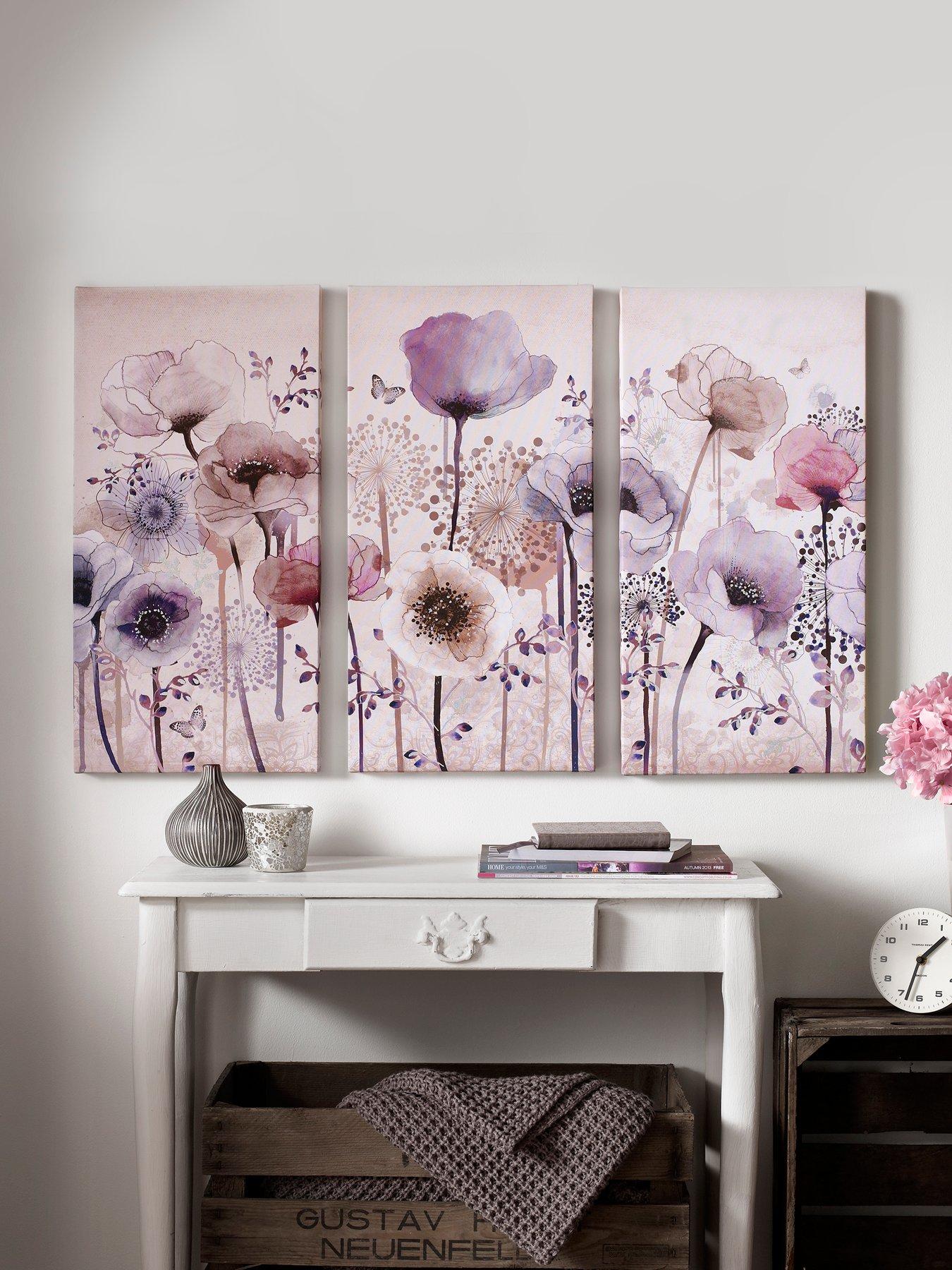 Product photograph of Art For The Home Classic Poppy Trio Canvases from very.co.uk